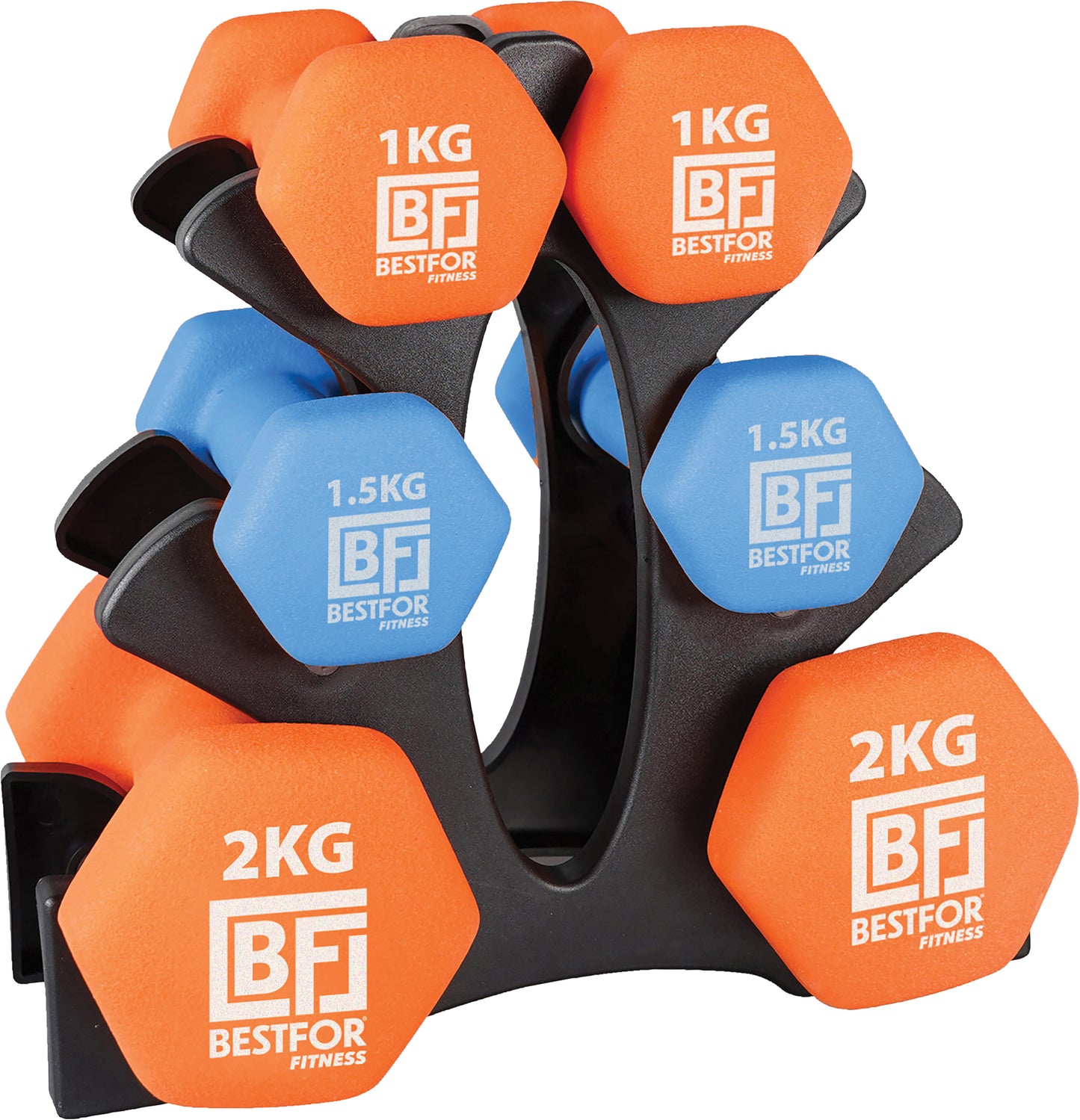 Neoprene Dumbbell 9kgs Kit - 2 x 1kg, 2 x 1.5kg, 2 x 2kg