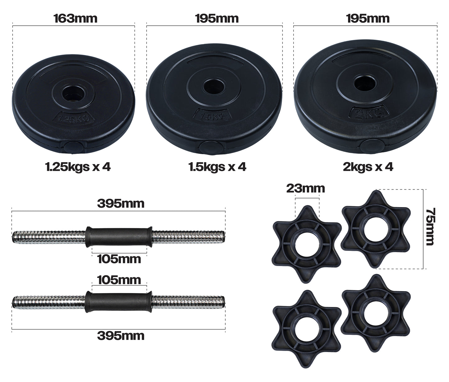 20kg Adjustable Dumbbells Weight Lifting Training Set