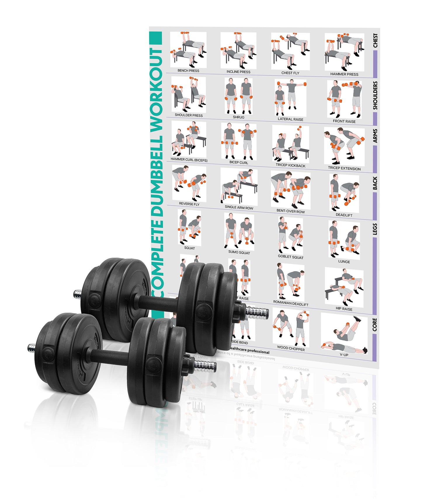 20kg Adjustable Dumbbells Weight Lifting Training Set