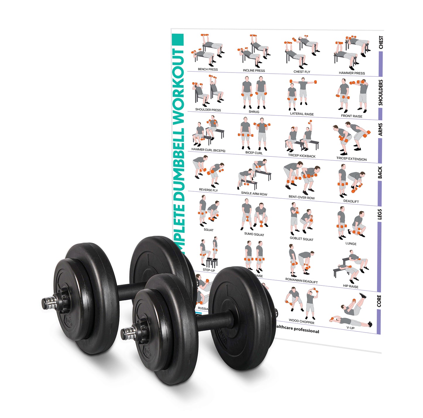 15kg Adjustable Dumbbells Weight Lifting Training Set