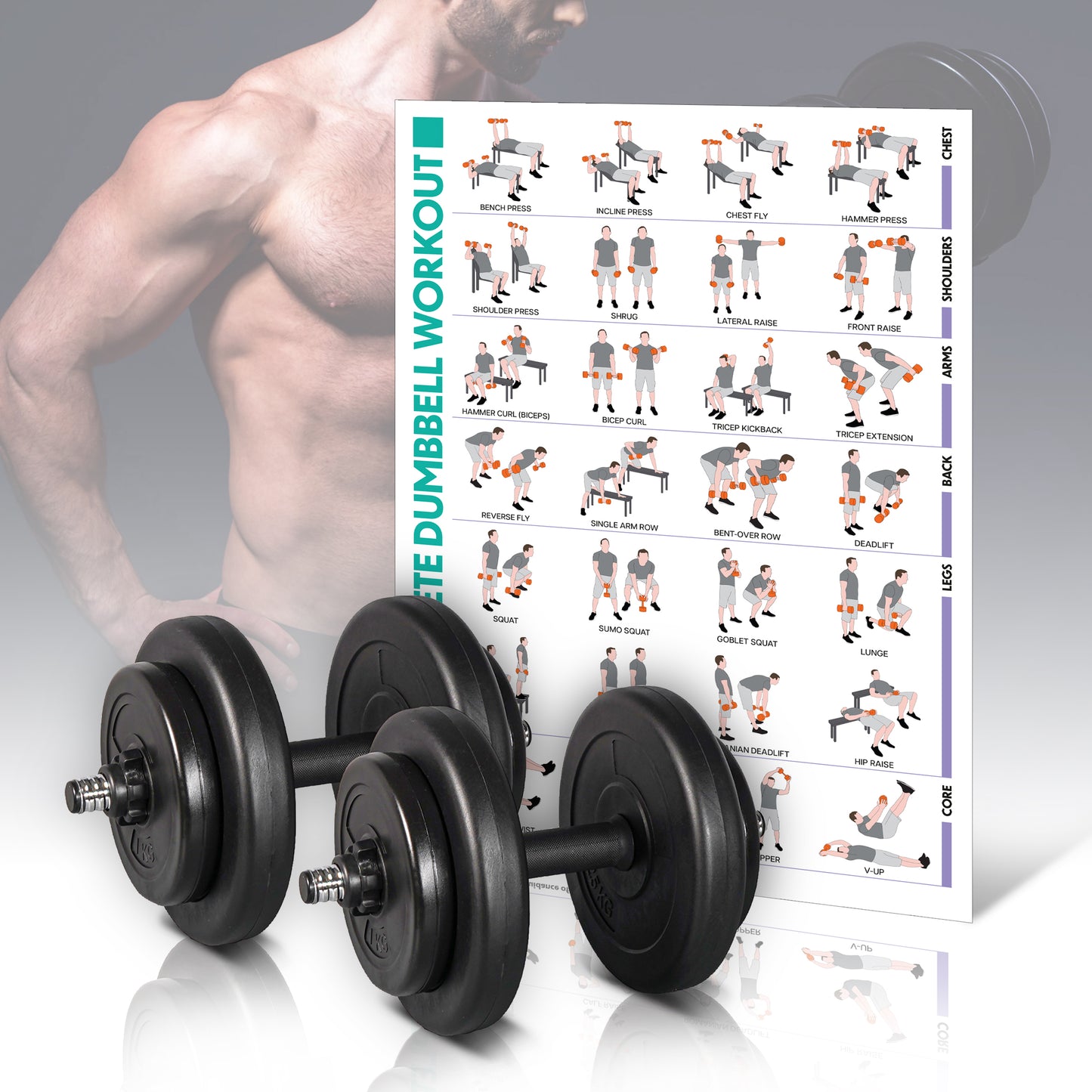 15kg Adjustable Dumbbells Weight Lifting Training Set