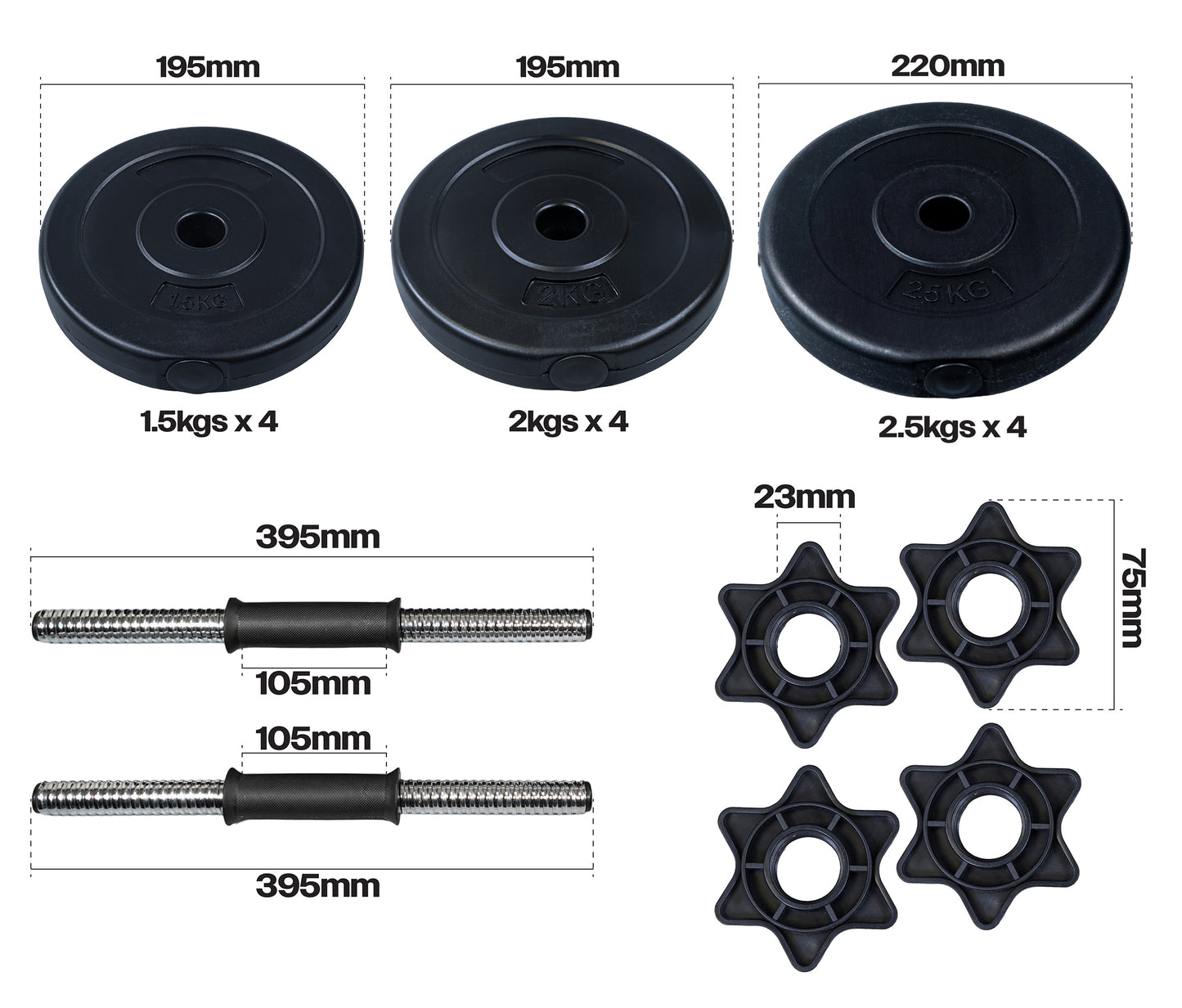 25kg Adjustable Dumbbells Weight Lifting Training Set
