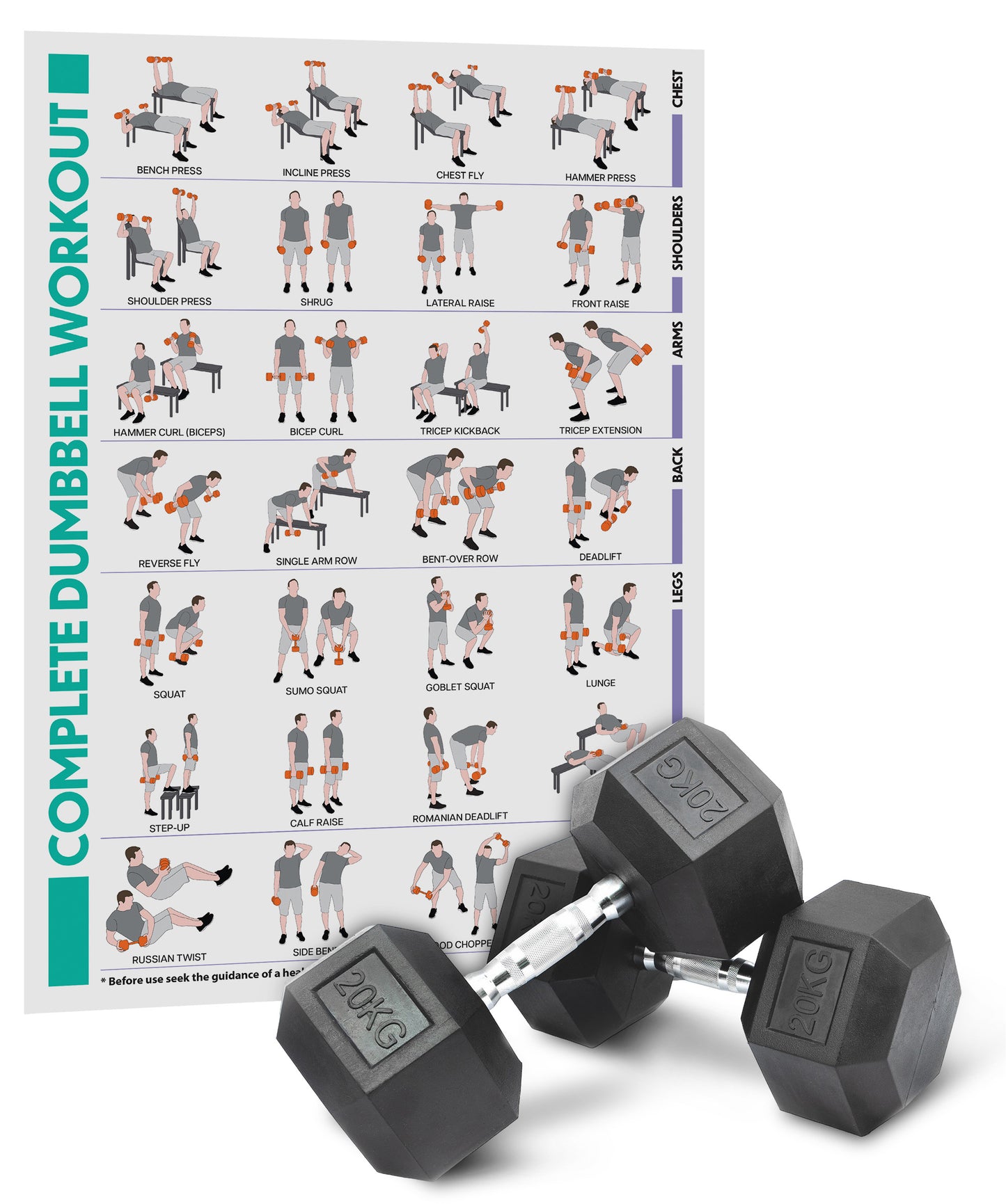 Hex Dumbbell Set - 20kgs
