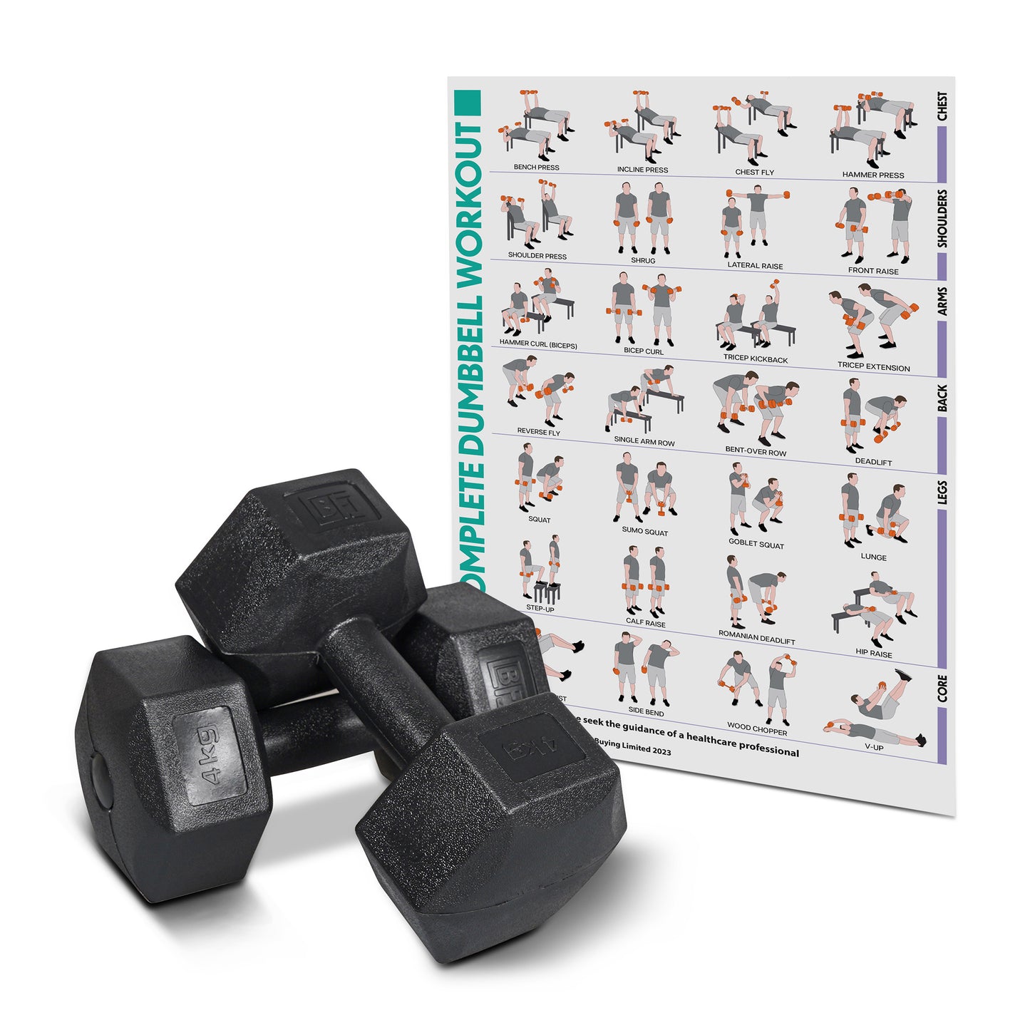 Bestfor 4kg Vinyl Coated Dumbbell (Pair)