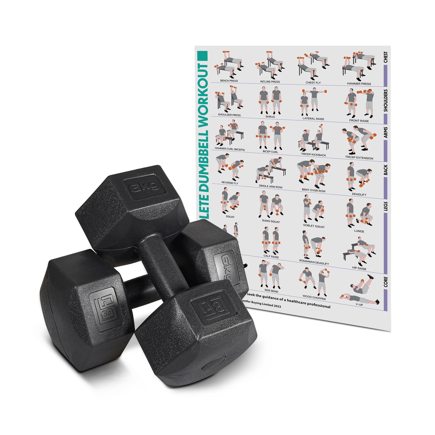 Bestfor 6kg Vinyl Coated Dumbbell (Pair)