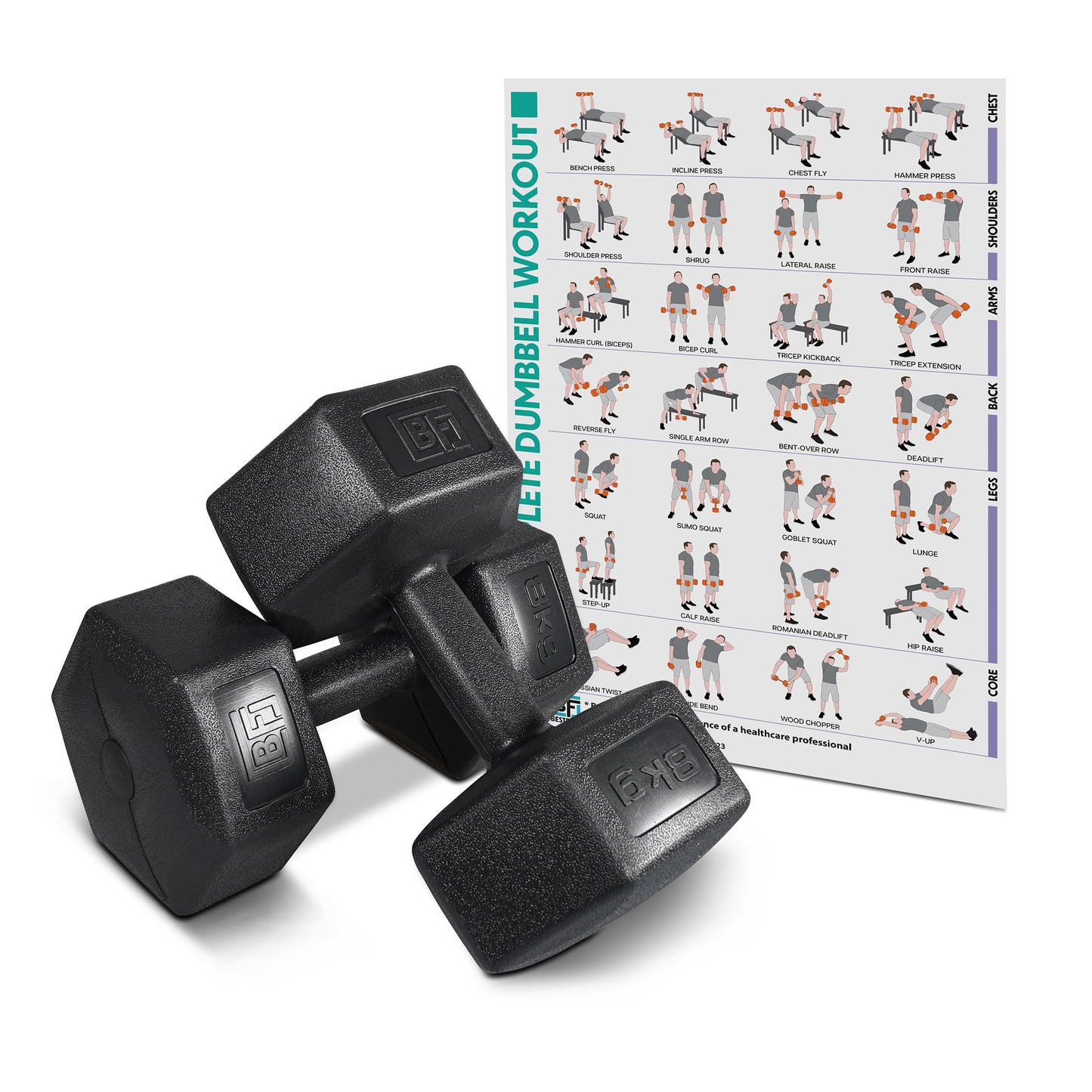 Bestfor 8kg Vinyl Coated Dumbbell (Pair)