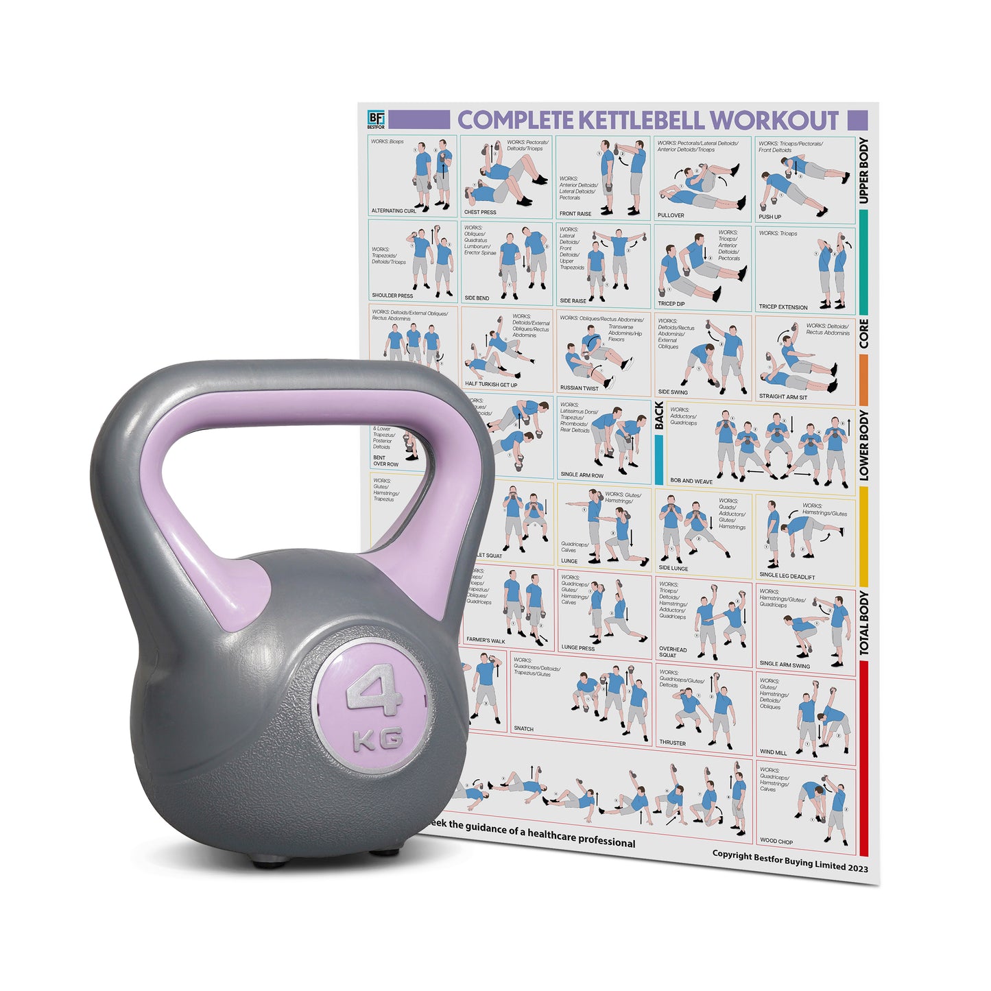 Bestfor Vinyl Coated Two Tone Kettlebell (4kg)