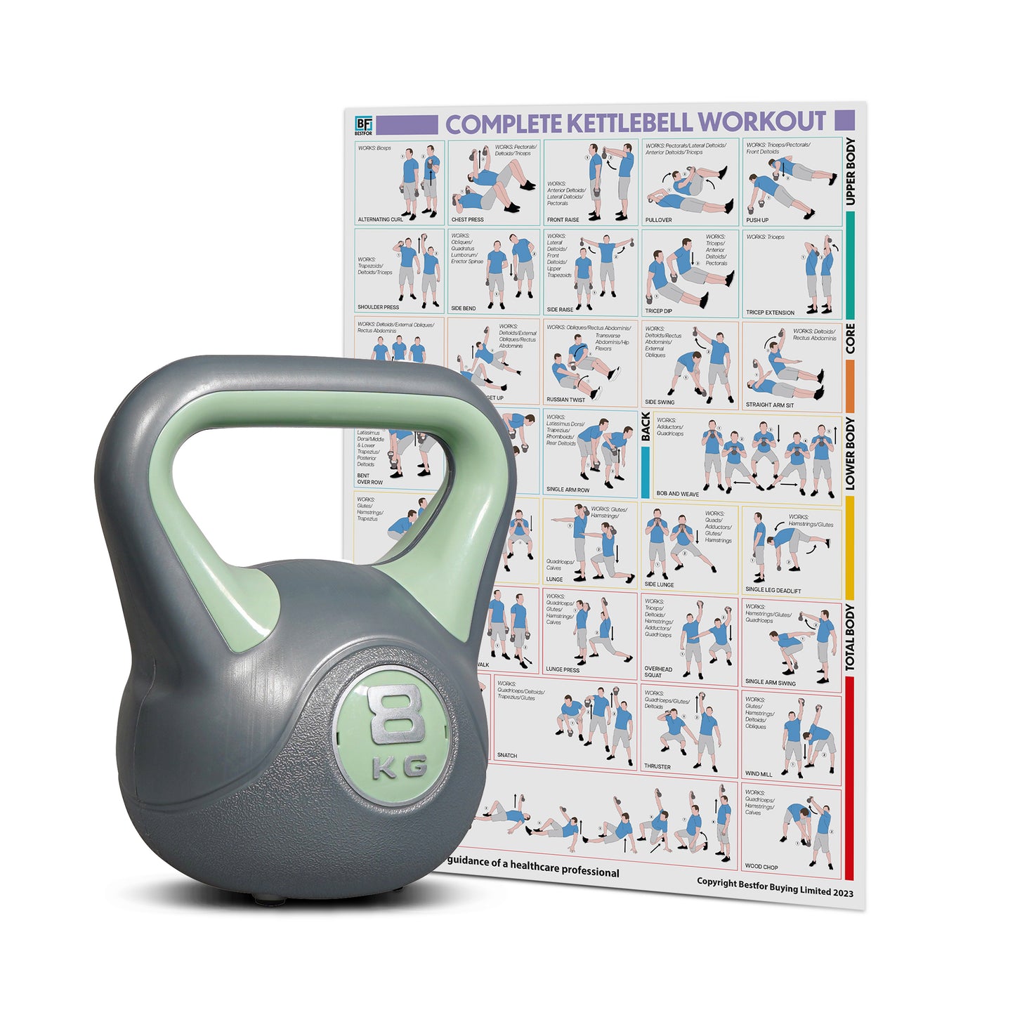 Bestfor Vinyl Coated Two Tone Kettlebell (8kg)