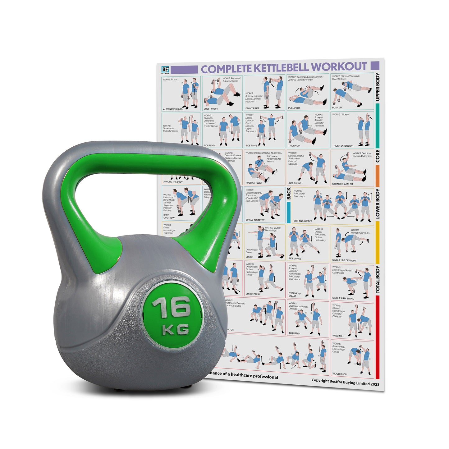 Bestfor Vinyl Coated Two Tone Kettlebell (16kg)