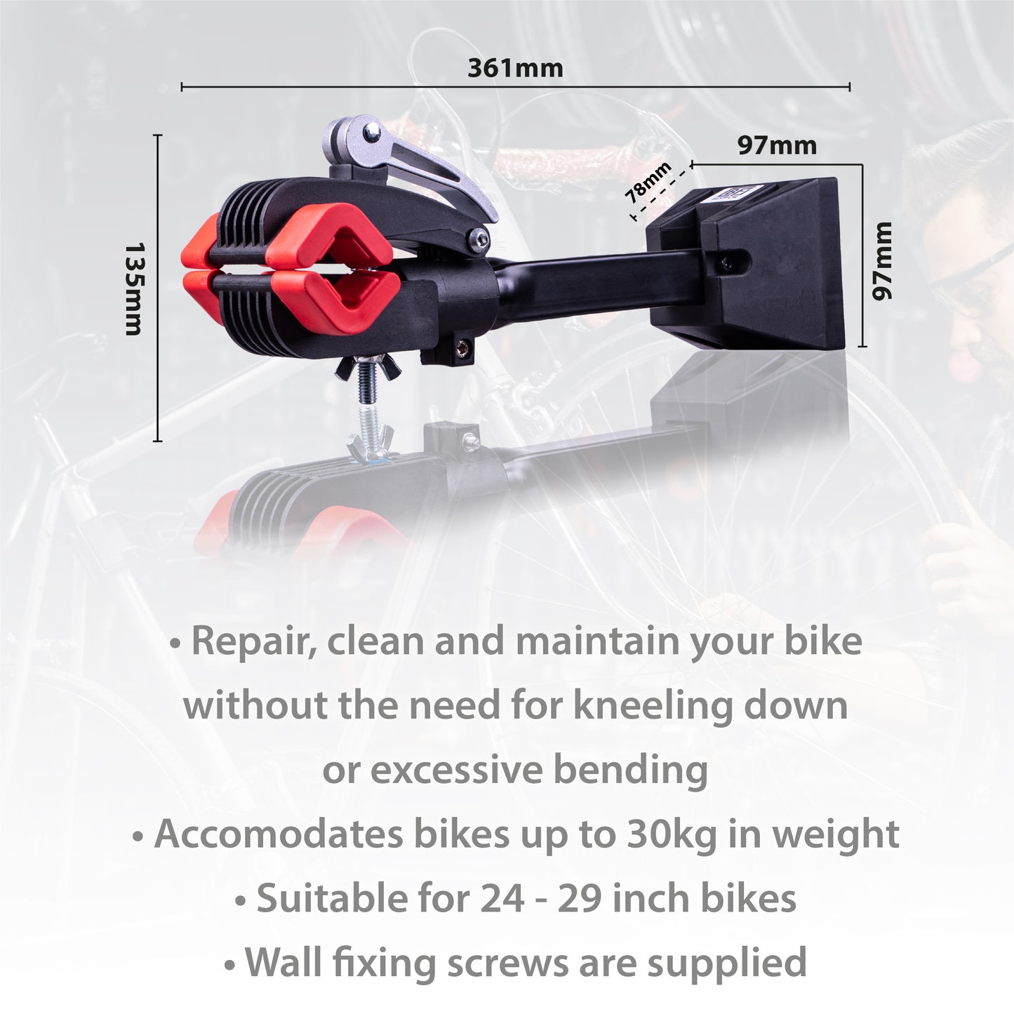 Wall Mounting Bicycle Repair Clamp With Quick Release