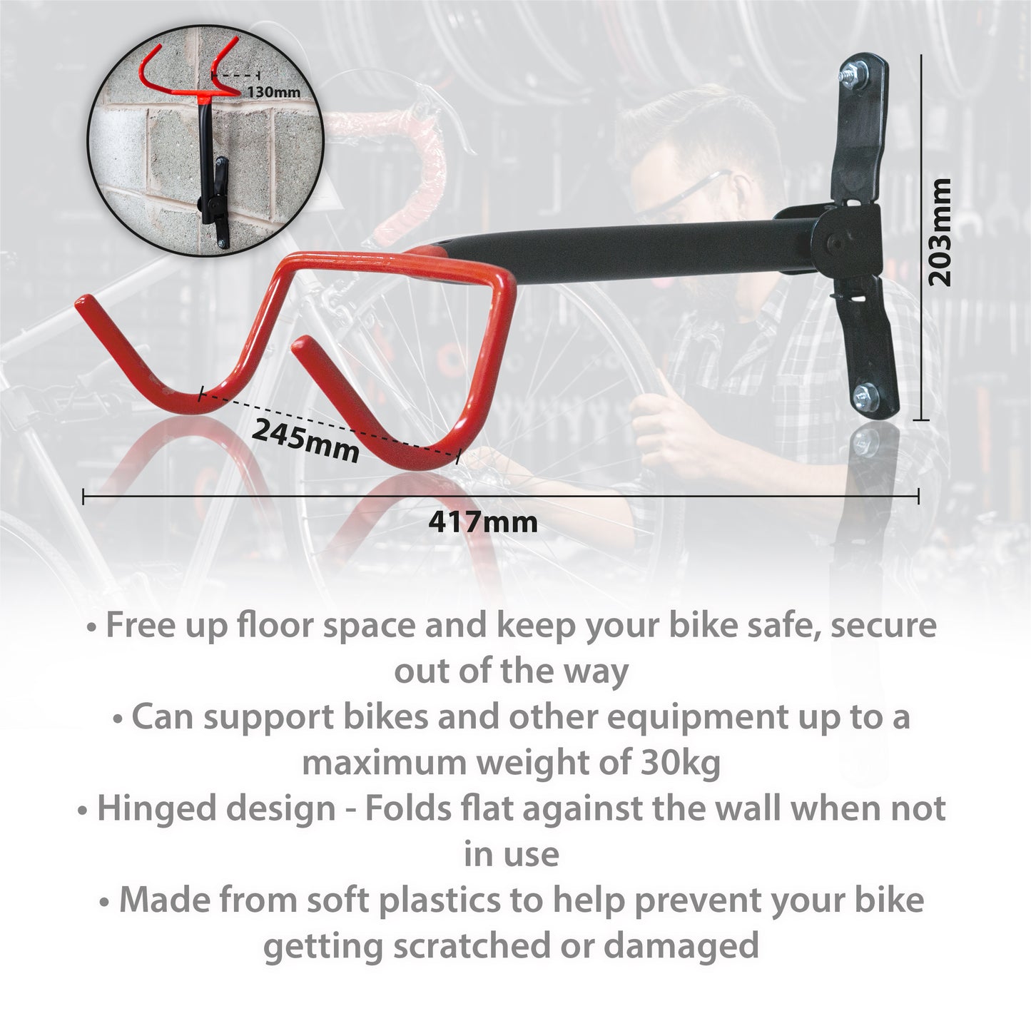 Wall Mounting Fold Away Bicycle Hanger