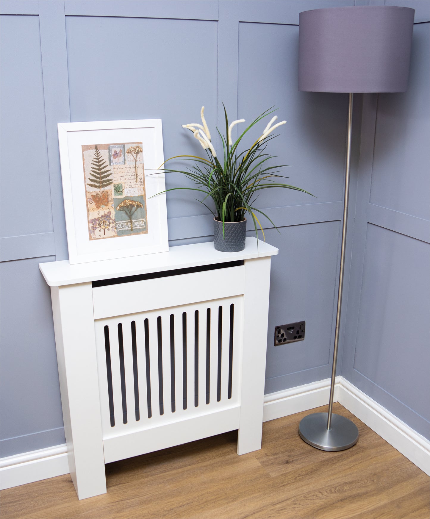 MDF Radiator Cover Vertical Vents, Small - White