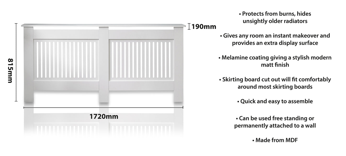 MDF Radiator Cover Vertical Vents, X.Large - White