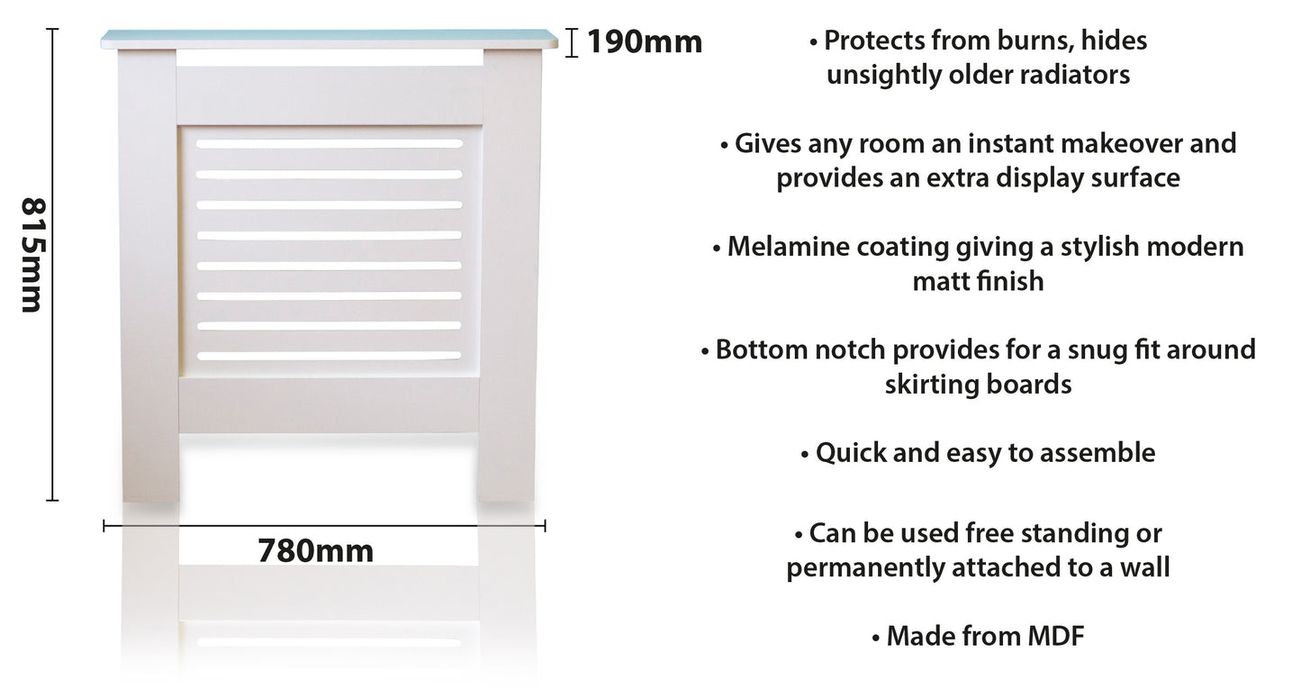 MDF Radiator Cover Horizontal Vents, Small - White