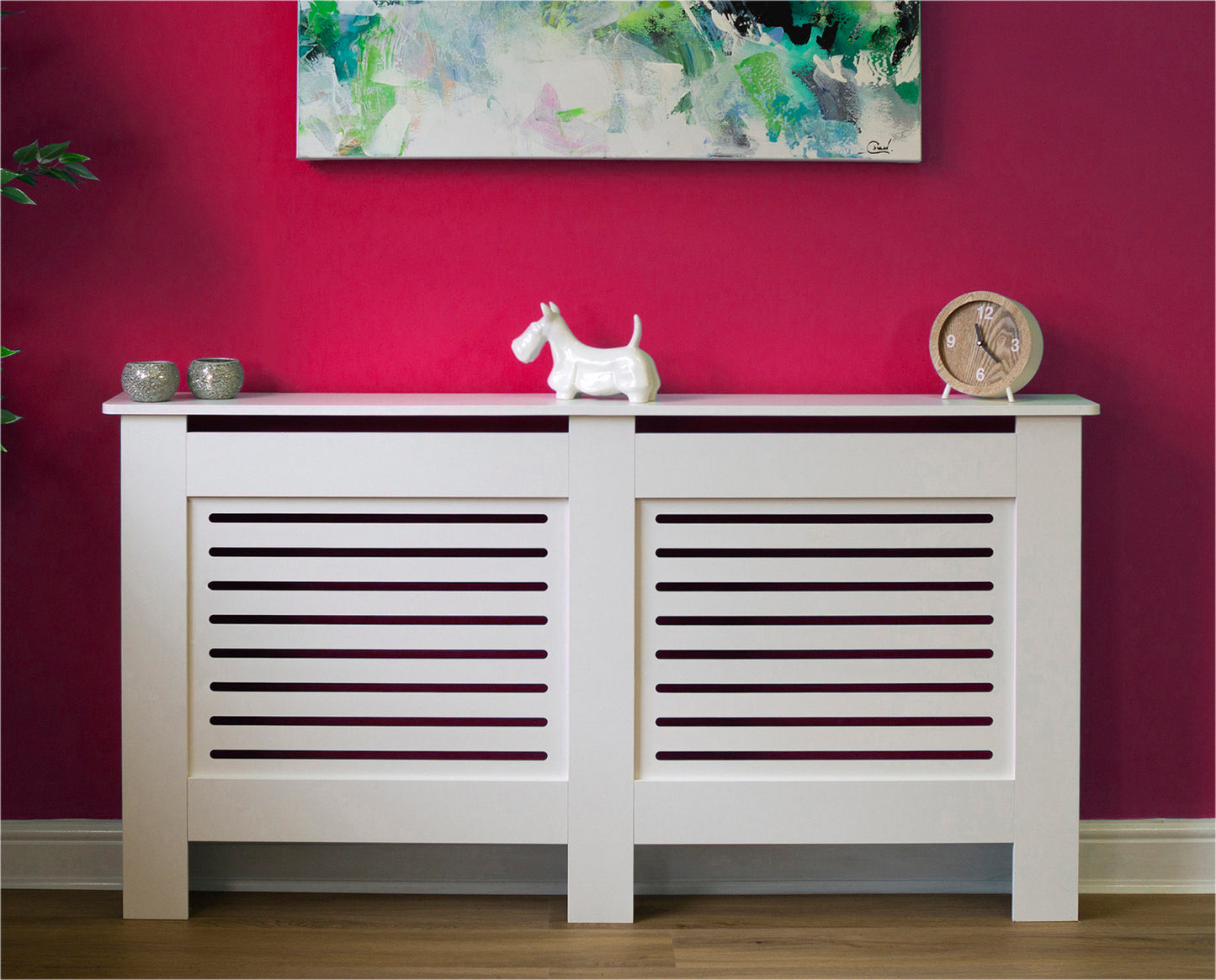 MDF Radiator Cover Horizontal Vents, Large - White
