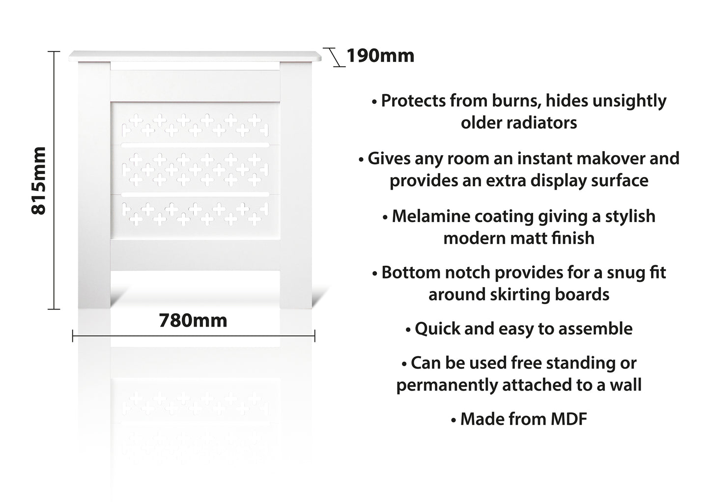 MDF Radiator Cover Cross Vents, Small - White
