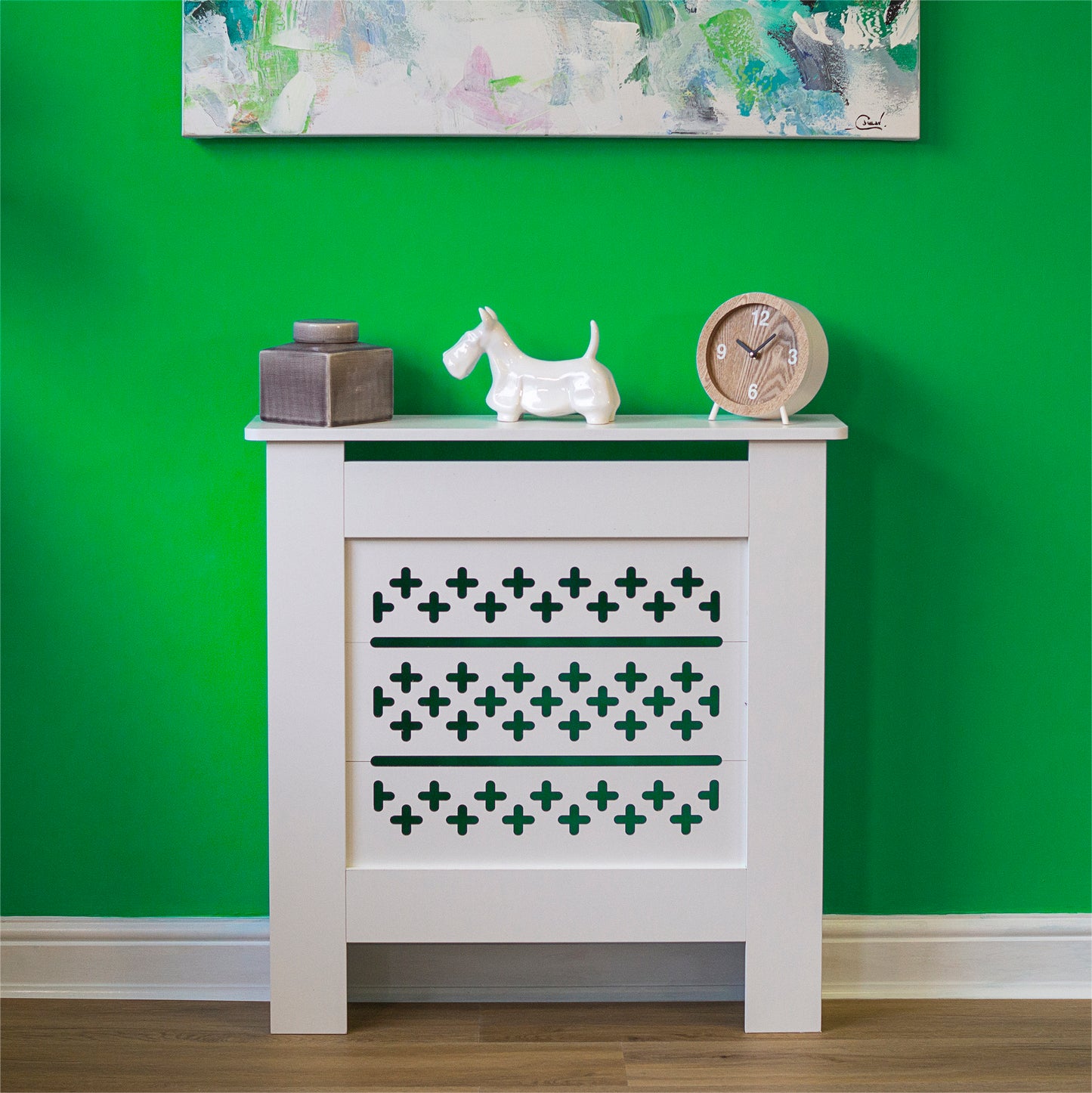 MDF Radiator Cover Cross Vents, Small - White