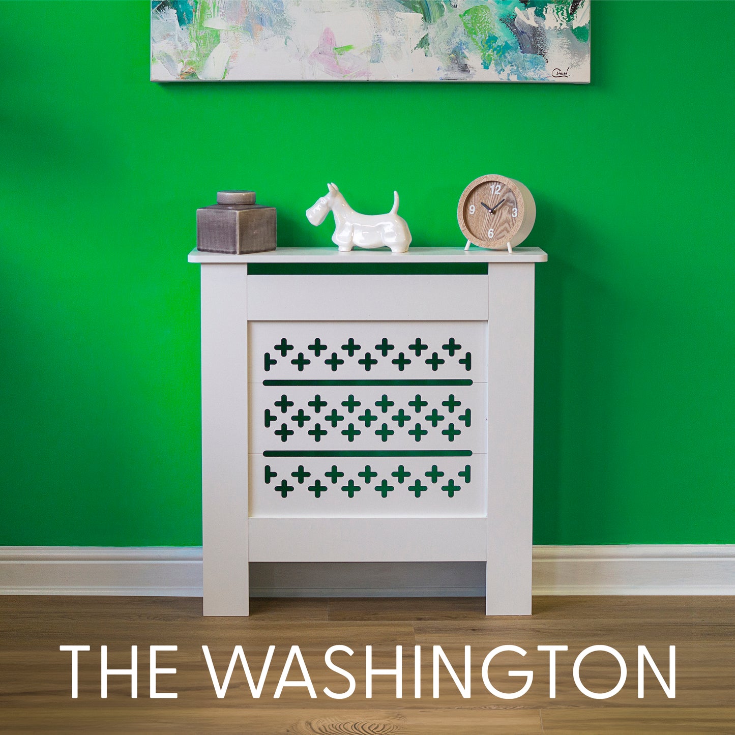 MDF Radiator Cover Cross Vents, Small - White