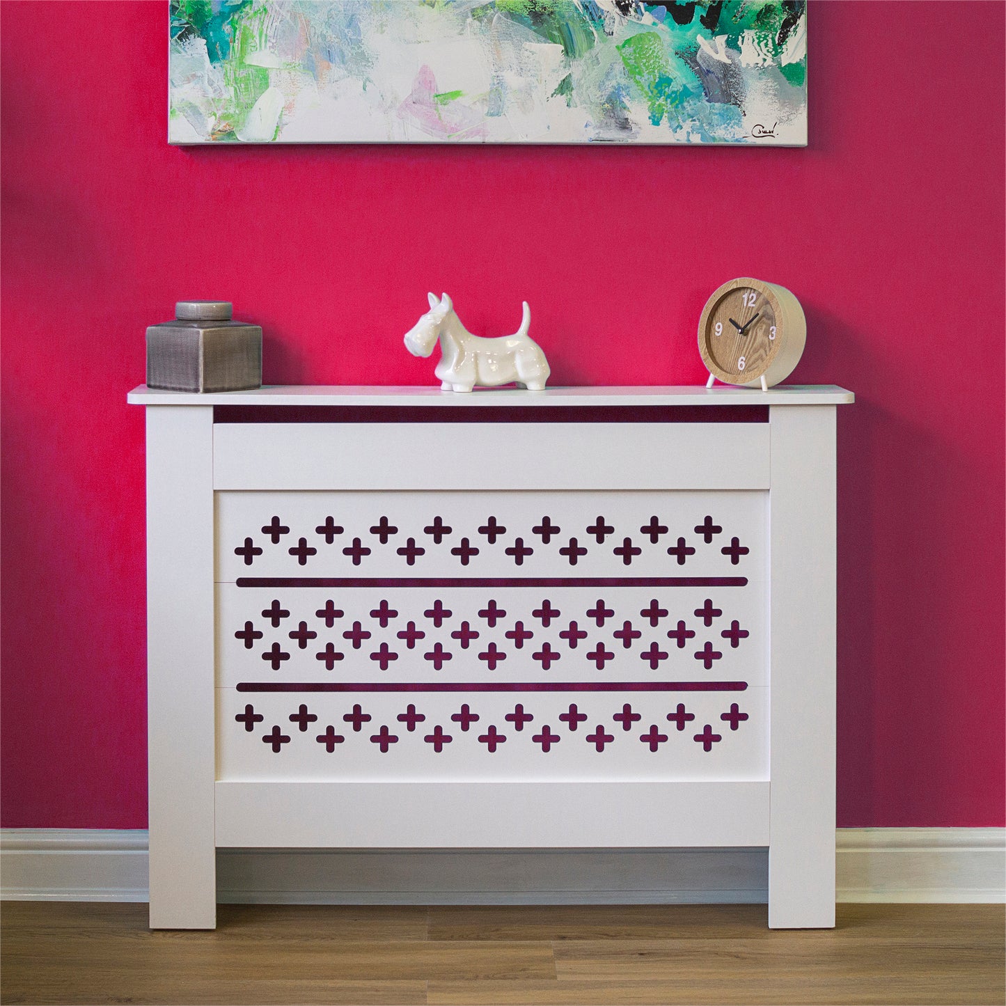 MDF Radiator Cover Cross Vents, Medium - White