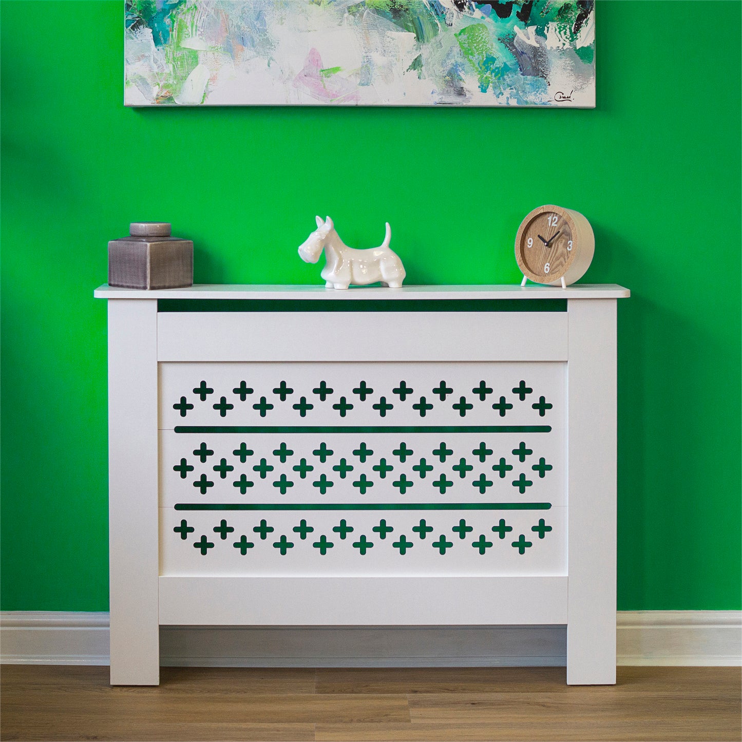 MDF Radiator Cover Cross Vents, Medium - White