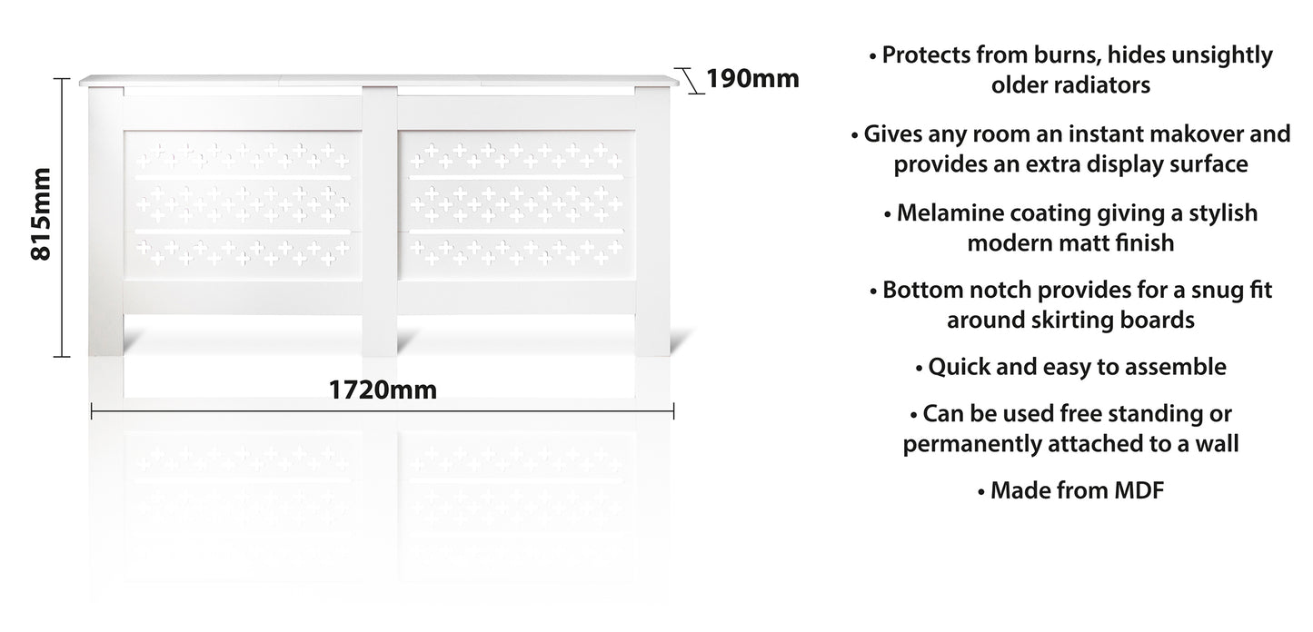 MDF Radiator Cover Cross Vents, X.Large - White