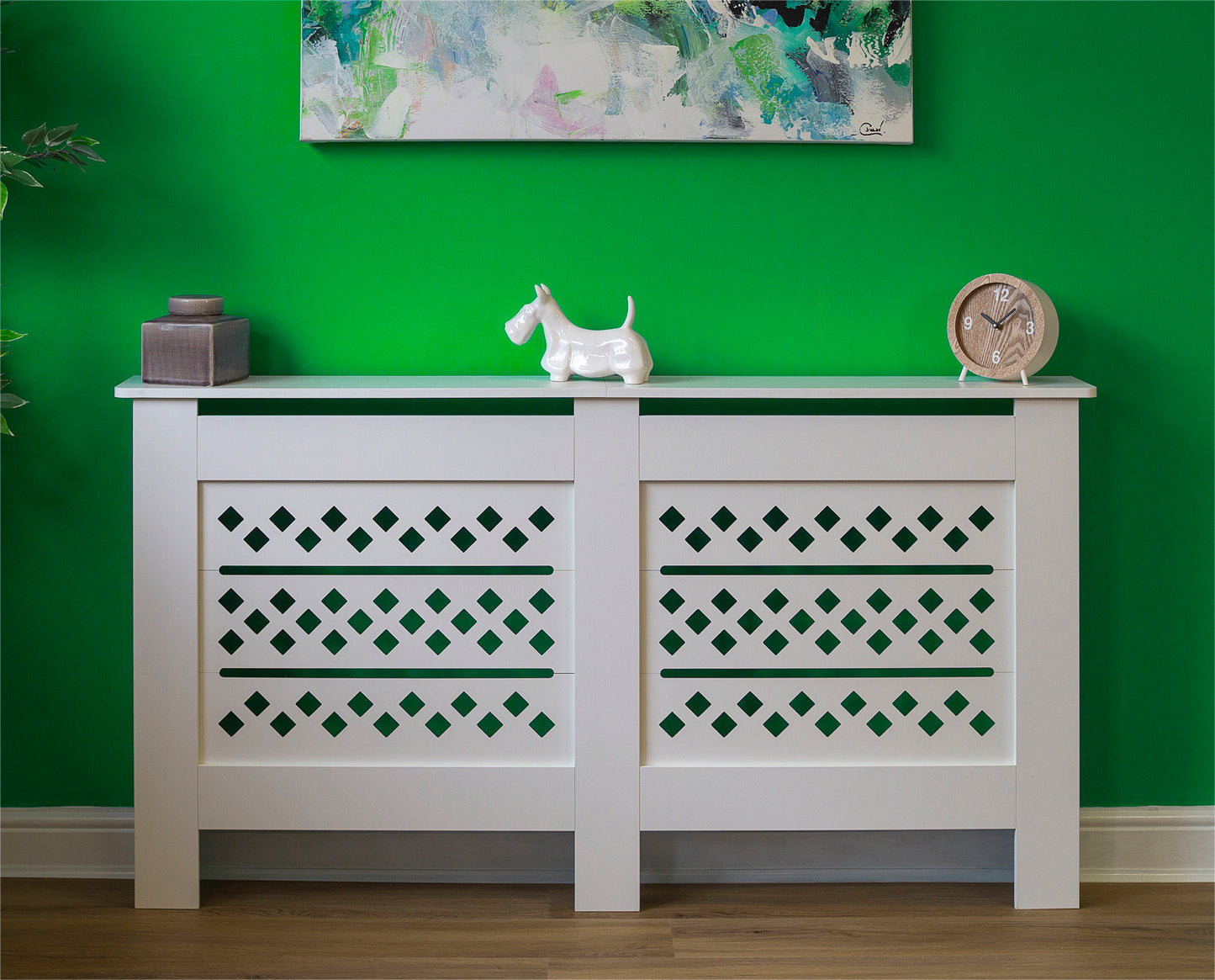 MDF Radiator Cover Rhombic Vents, Large - White