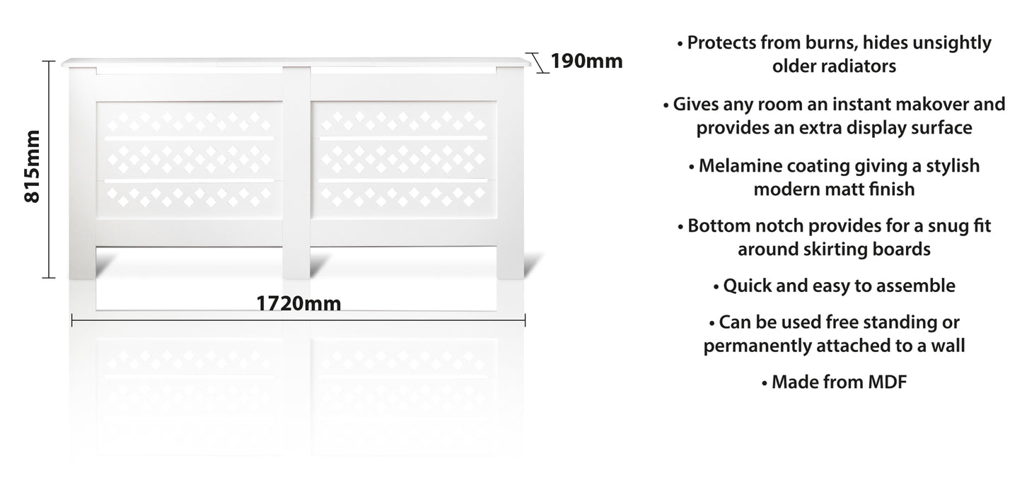MDF Radiator Cover Rhombic Vents, X.Large - White