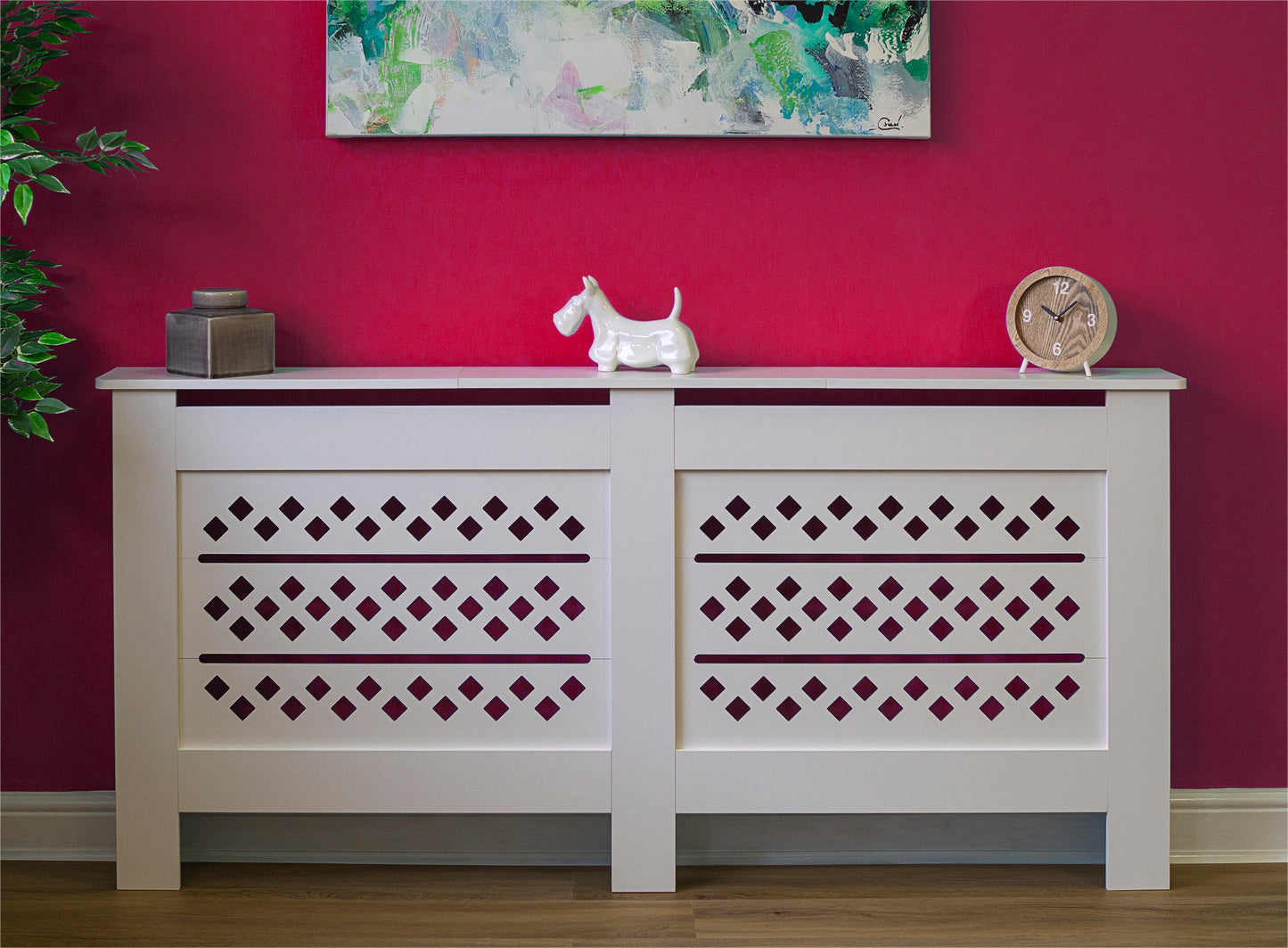 MDF Radiator Cover Rhombic Vents, X.Large - White