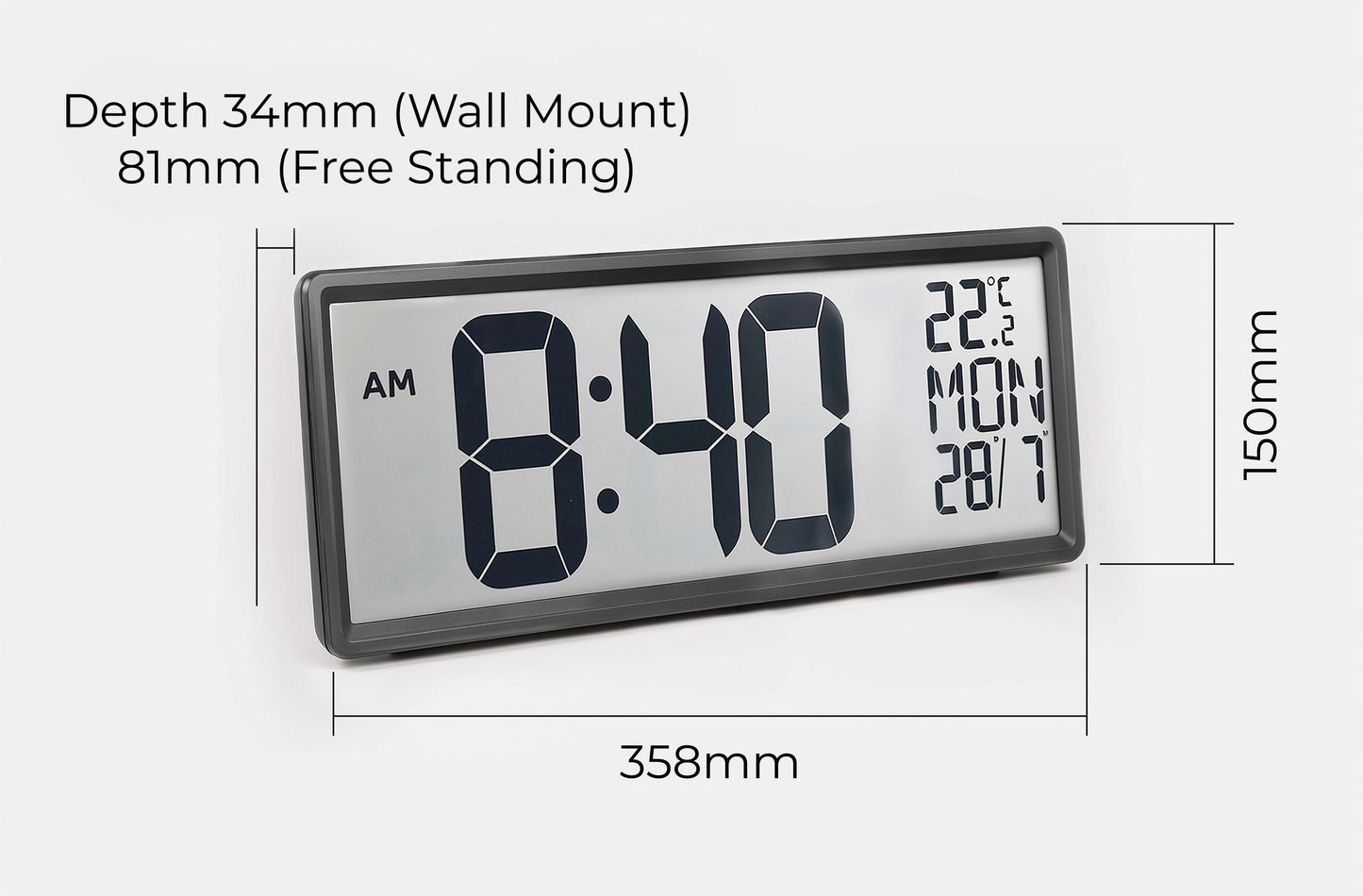 Large Digit Alarm Clock (Black)