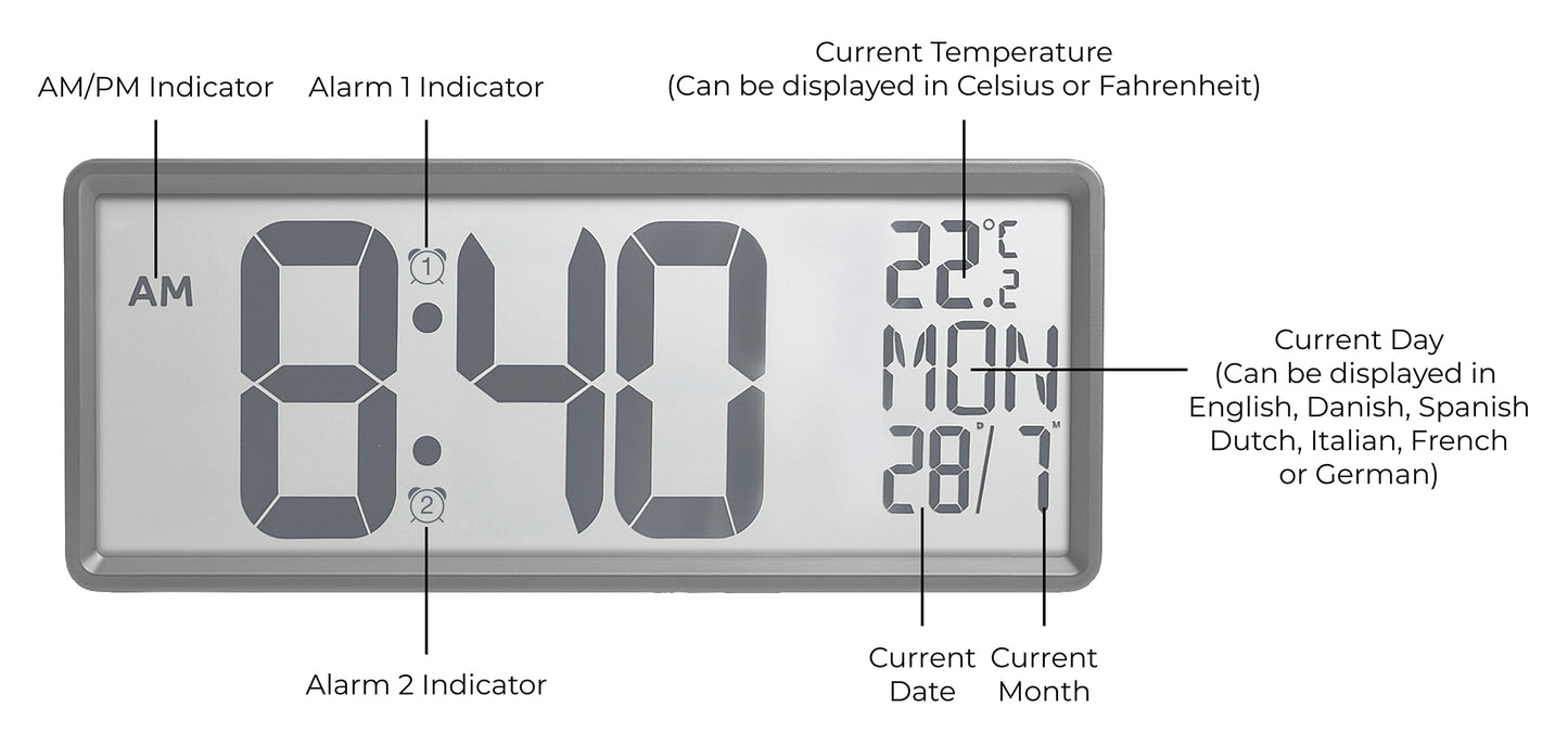 Large Digit Alarm Clock (Black)