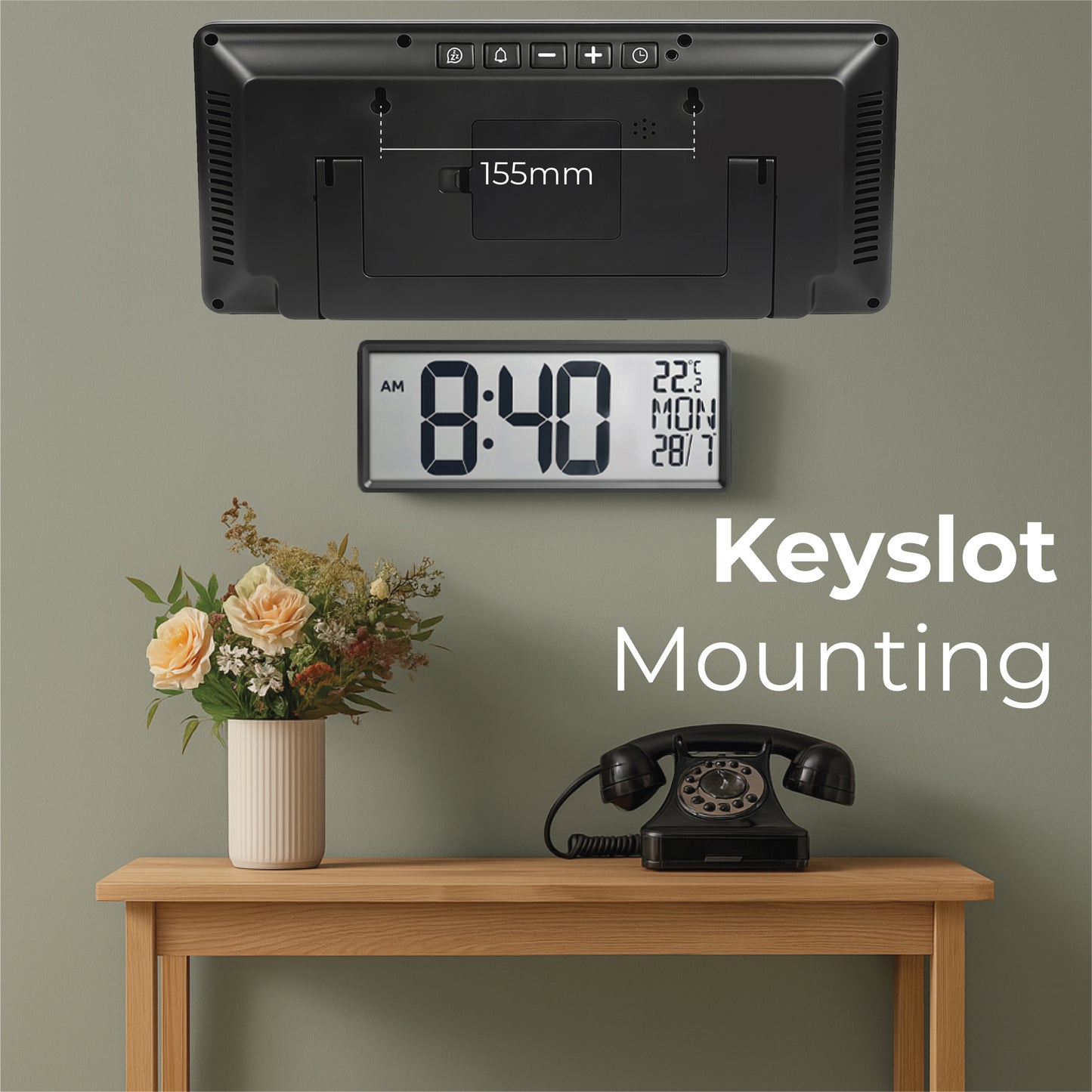 Large Digit Alarm Clock (Black)