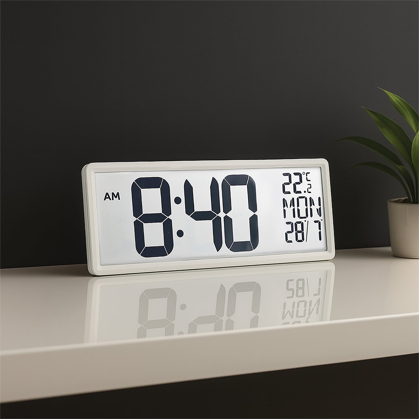 Large Digit Alarm Clock (White)