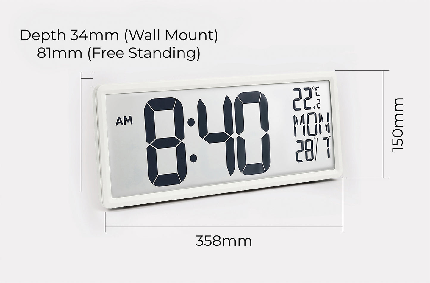 Large Digit Alarm Clock (White)