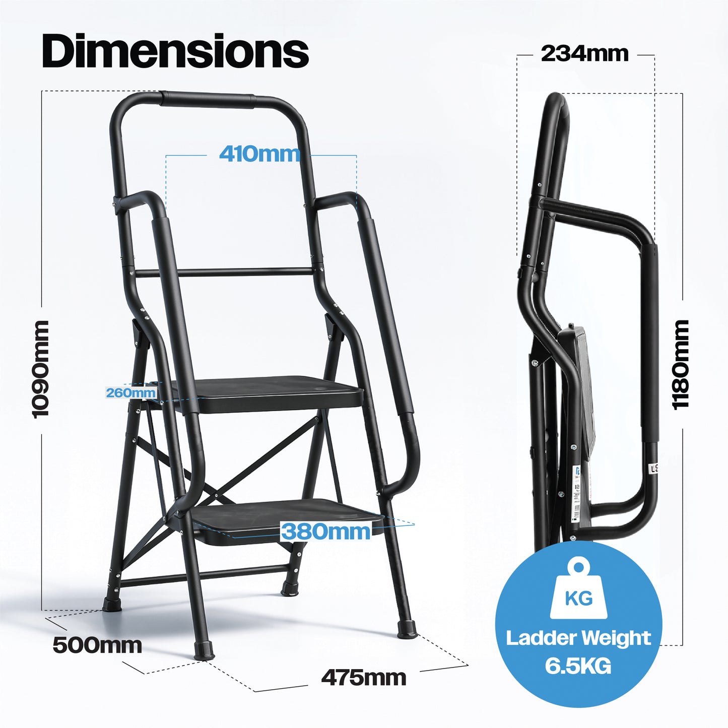Bestfor 2 Step Ladder with Handrails