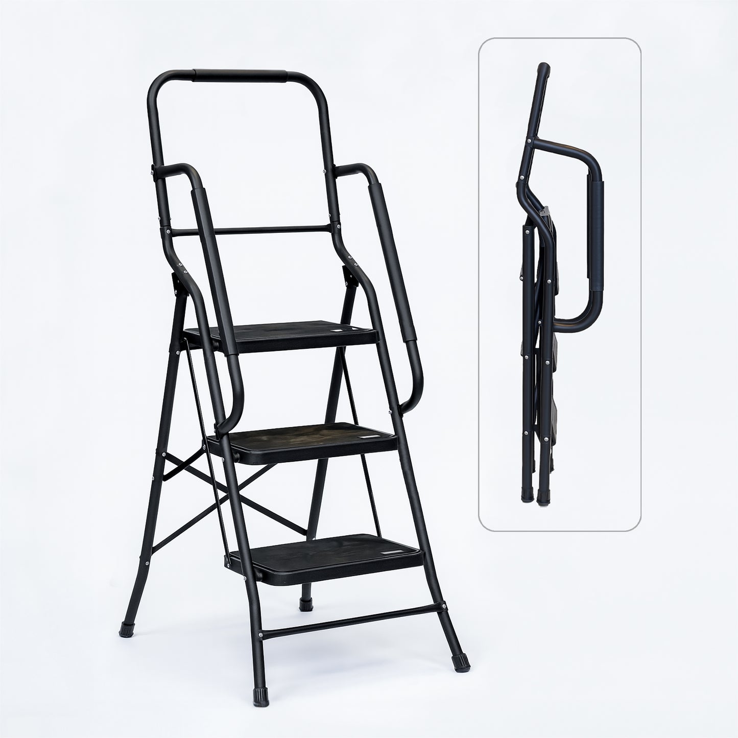 Bestfor 3 Step Ladder with Handrails