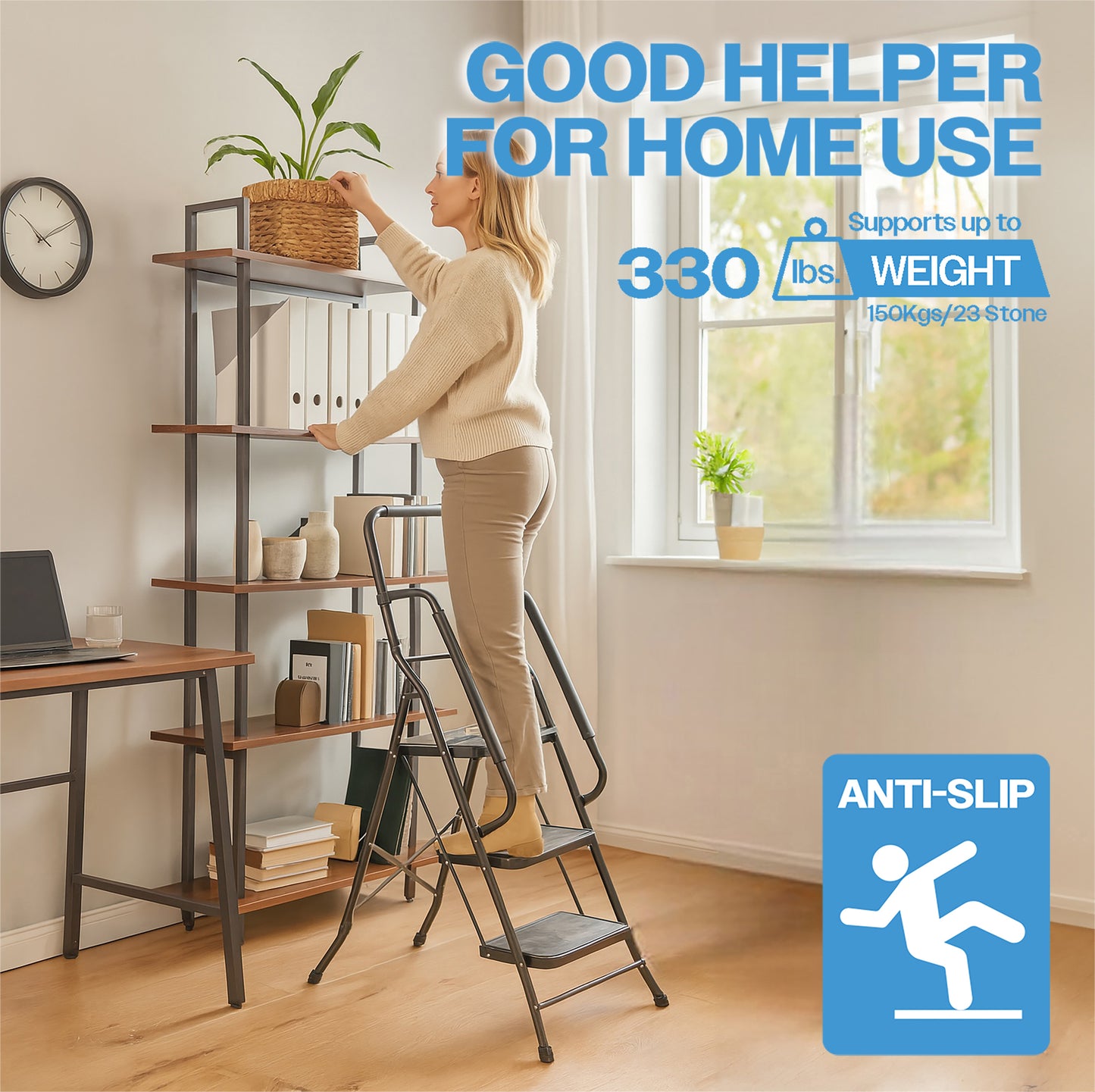 Bestfor 3 Step Ladder with Handrails