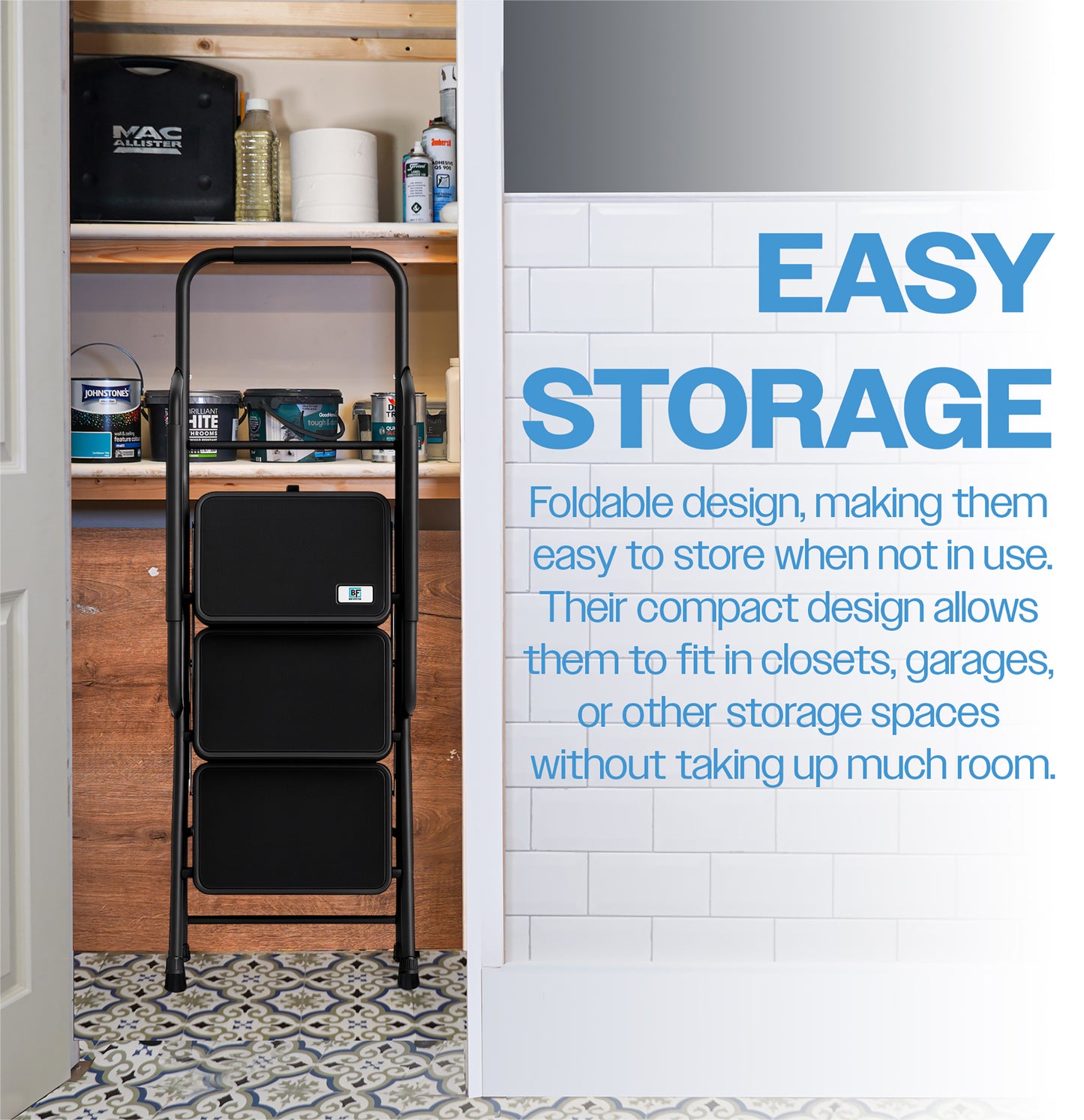 Bestfor 3 Step Ladder with Handrails