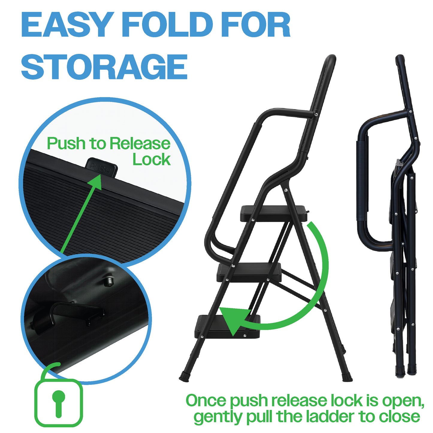 Bestfor 3 Step Ladder with Handrails