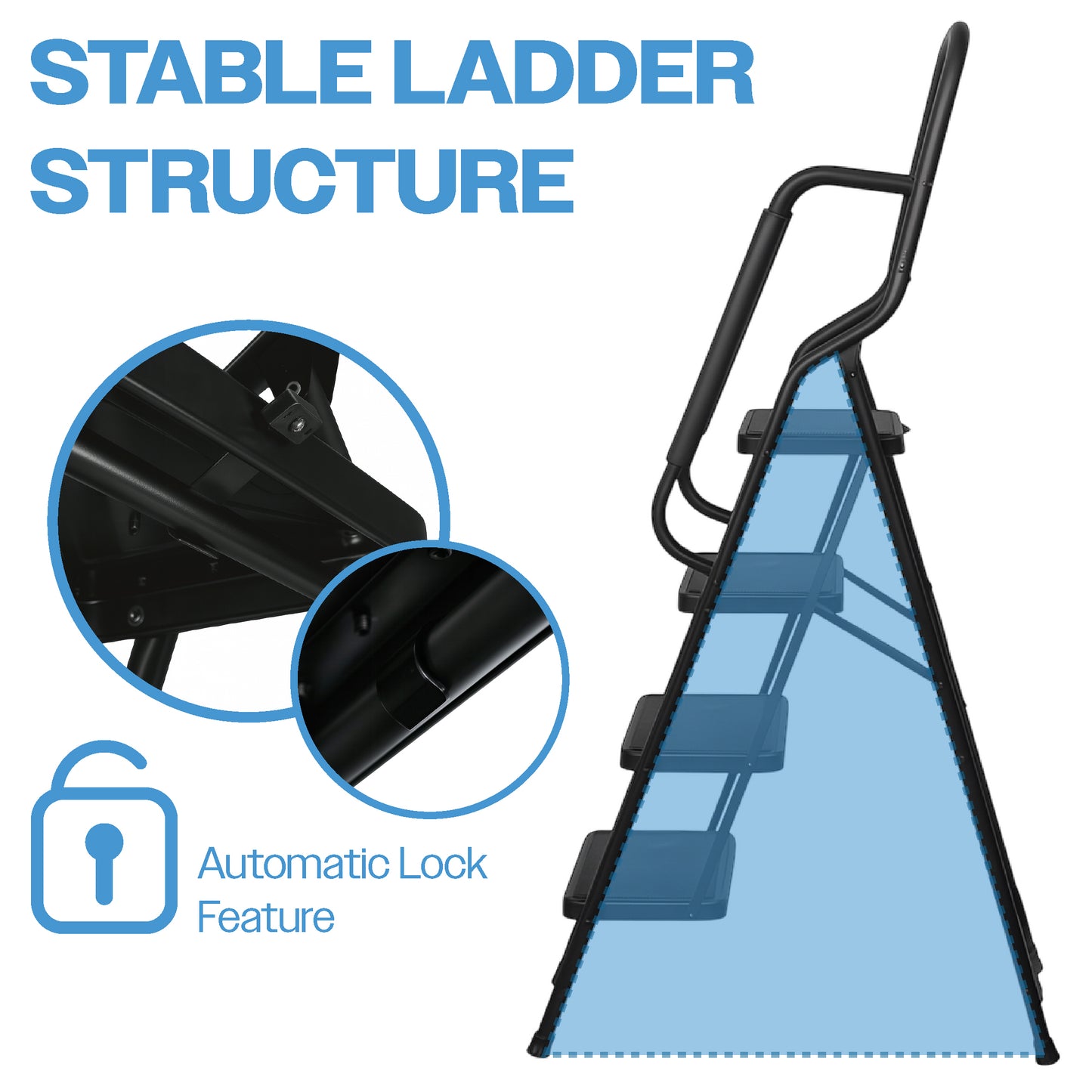 Bestfor 4 Step Ladder with Handrails