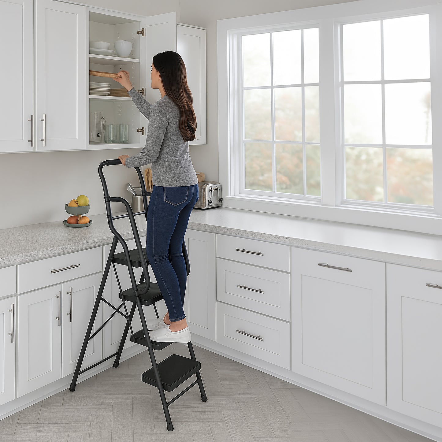 Bestfor 4 Step Ladder with Handrails