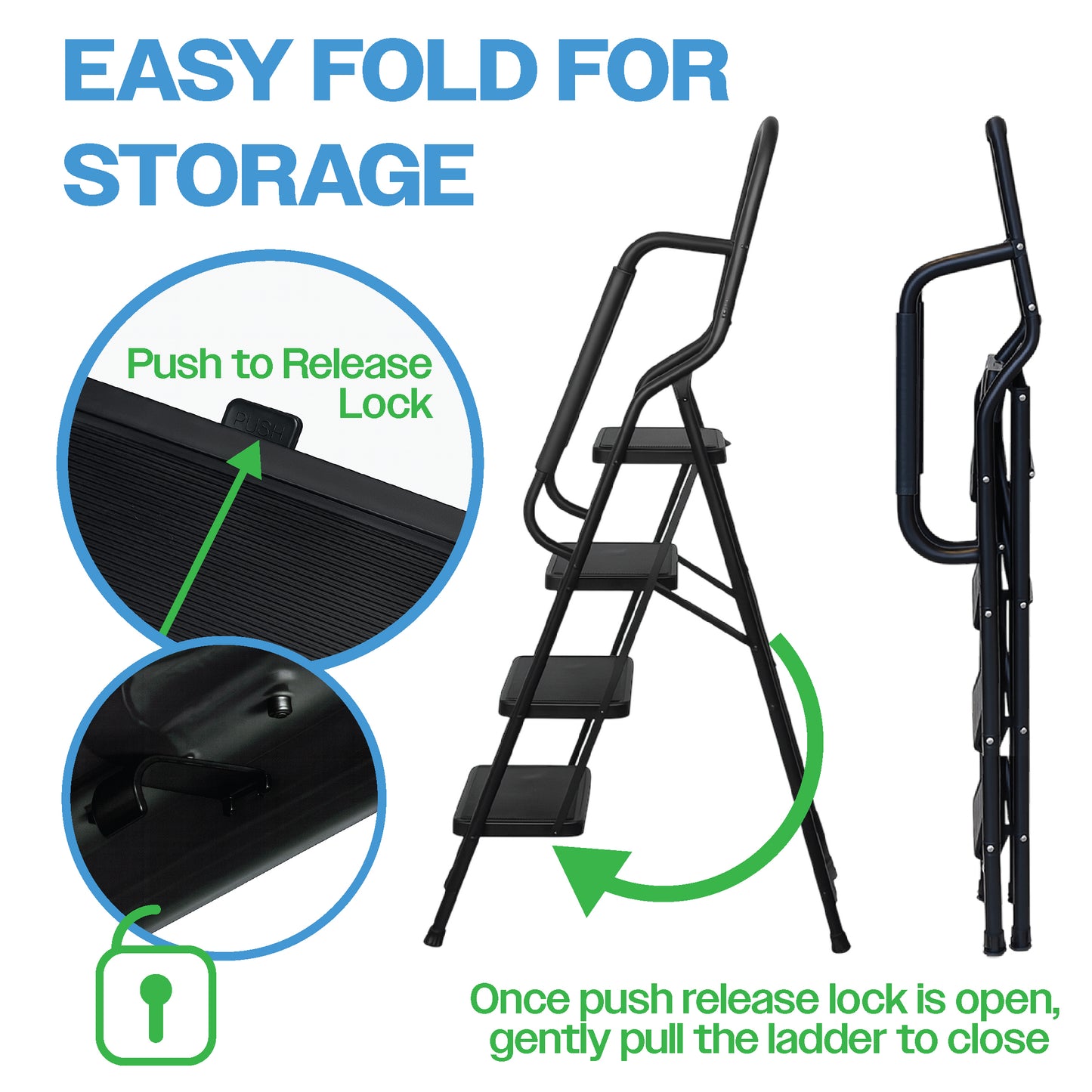 Bestfor 4 Step Ladder with Handrails