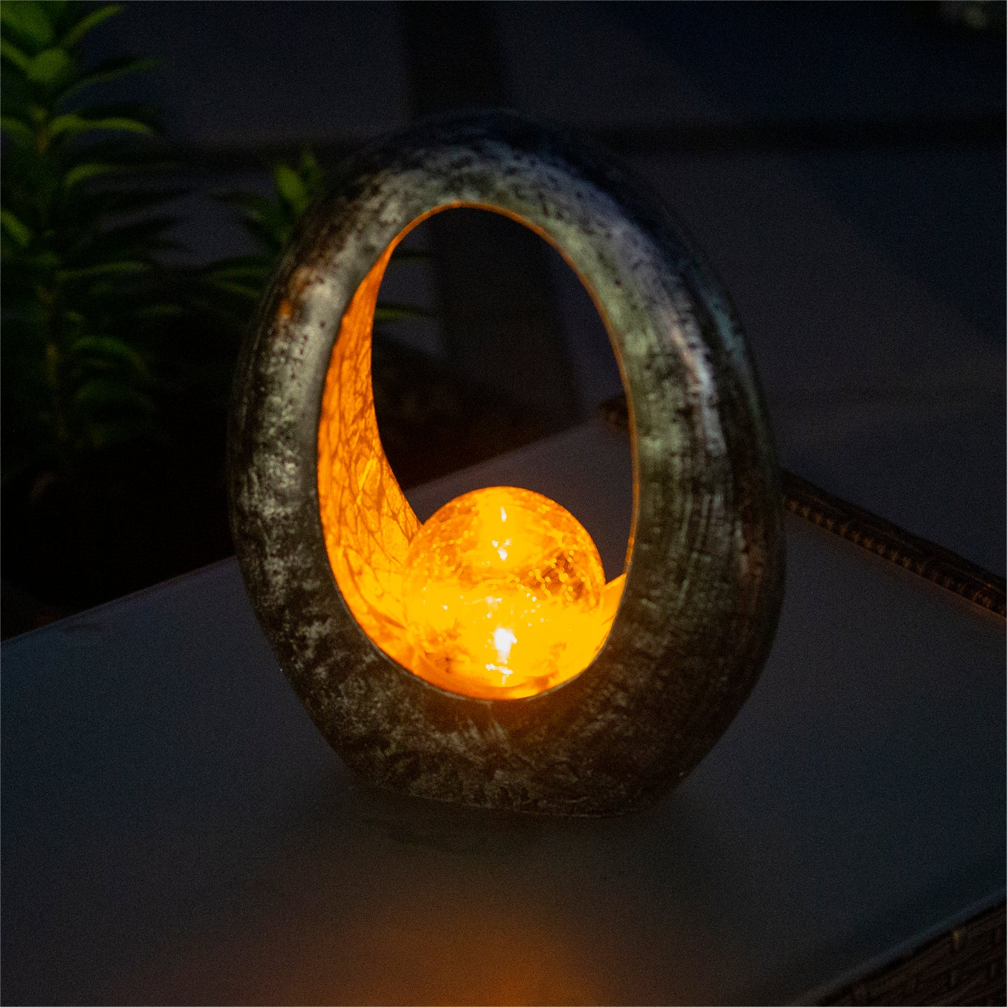 Solar Powered Resin Lamp - Full Moon