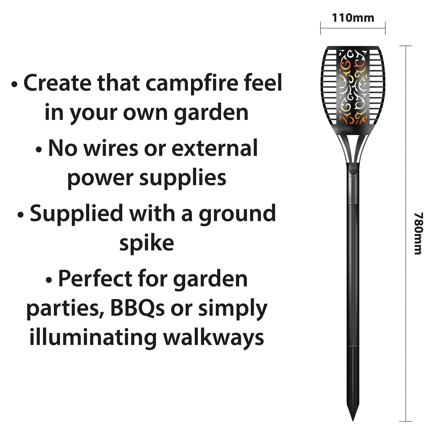 Solar Powered Torch Lights with Realistic Flickering Flame Effect - Pack of 4