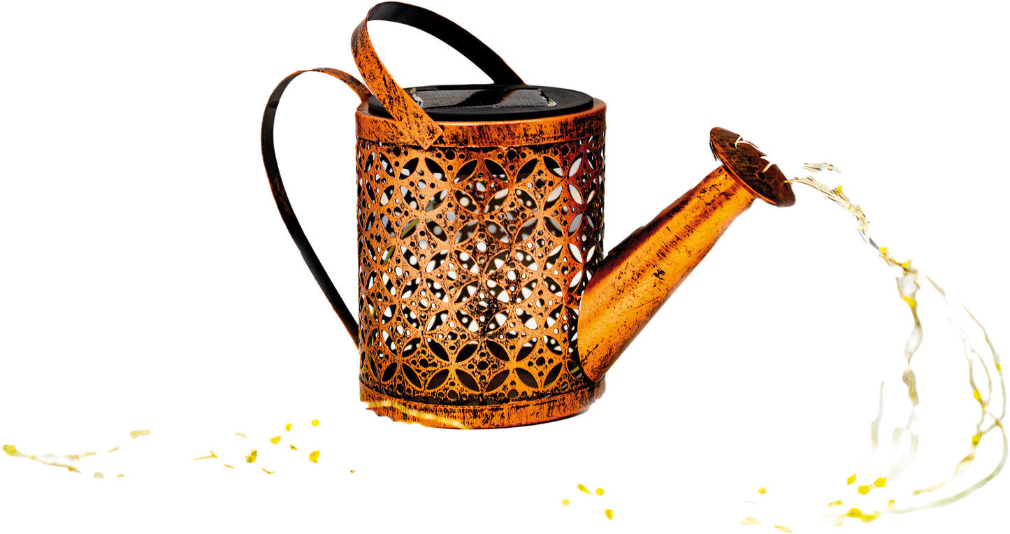 Solar Powered Watering Can with LED String Lights