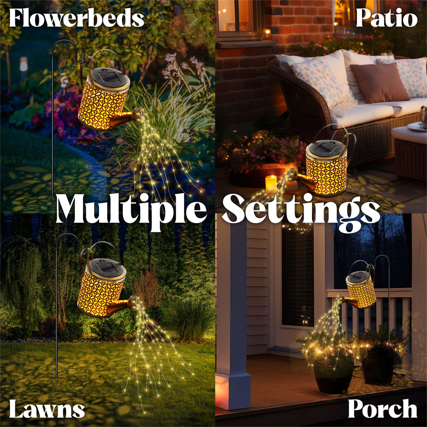 Solar Powered Watering Can with LED String Lights