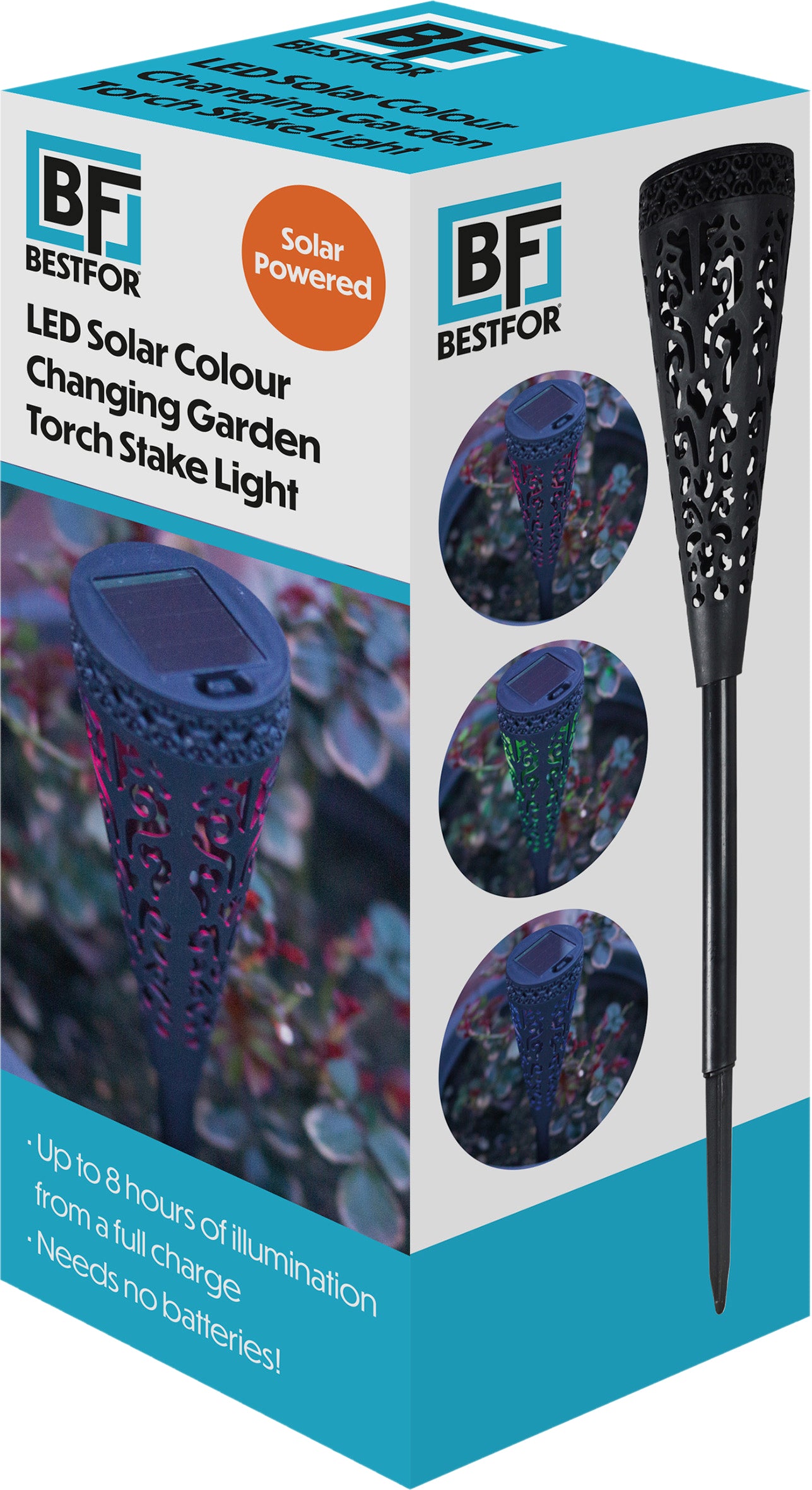 LED Solar Powered Multi Coloured Garden Torch Stake Light