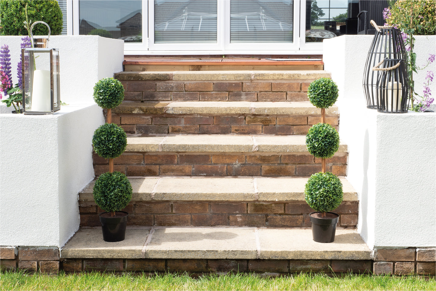 Artificial Topiary Triple Ball Tree 90cm - Pack of 2