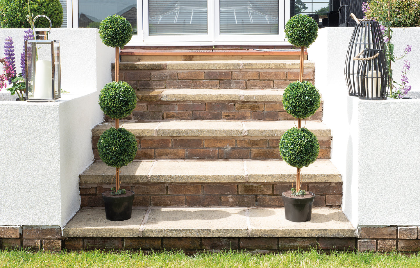 Artificial Topiary Triple Ball Tree 120cm - Pack of 2