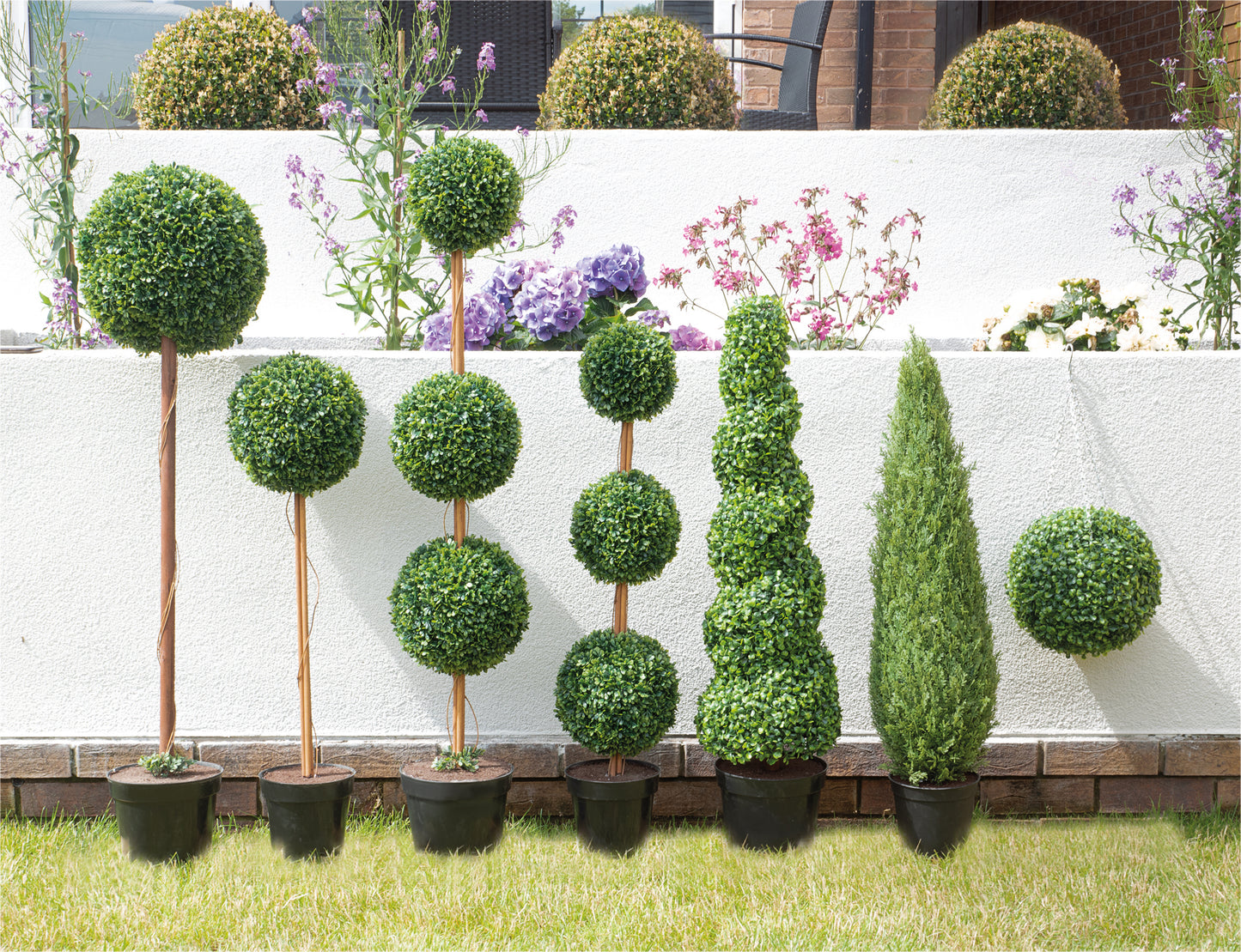 Artificial Topiary Triple Ball Tree 120cm - Pack of 2