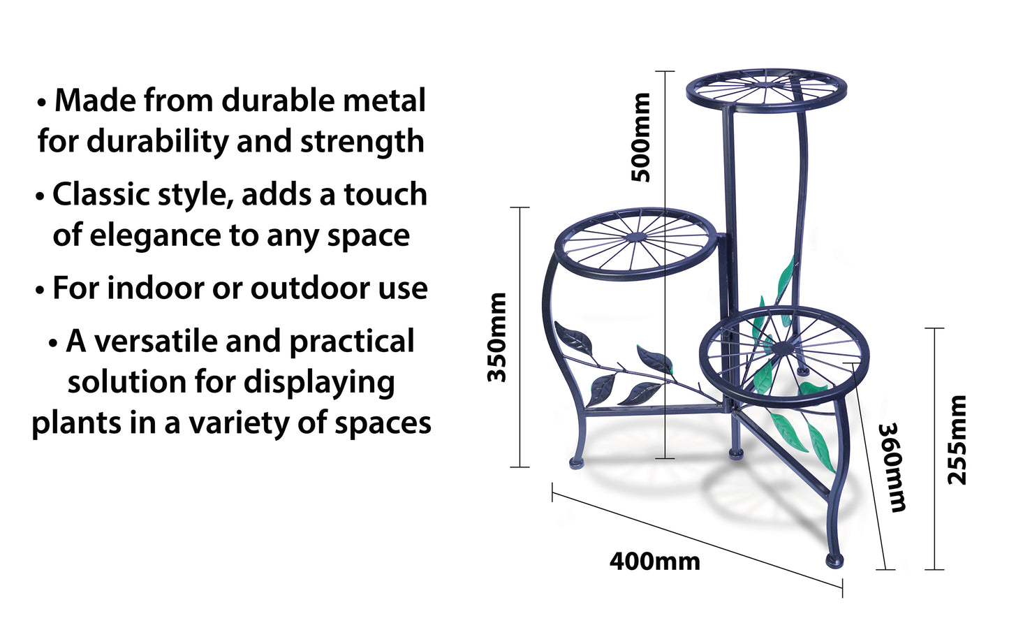3 Tier Metal Plant Stand, Indoor/Outdoor
